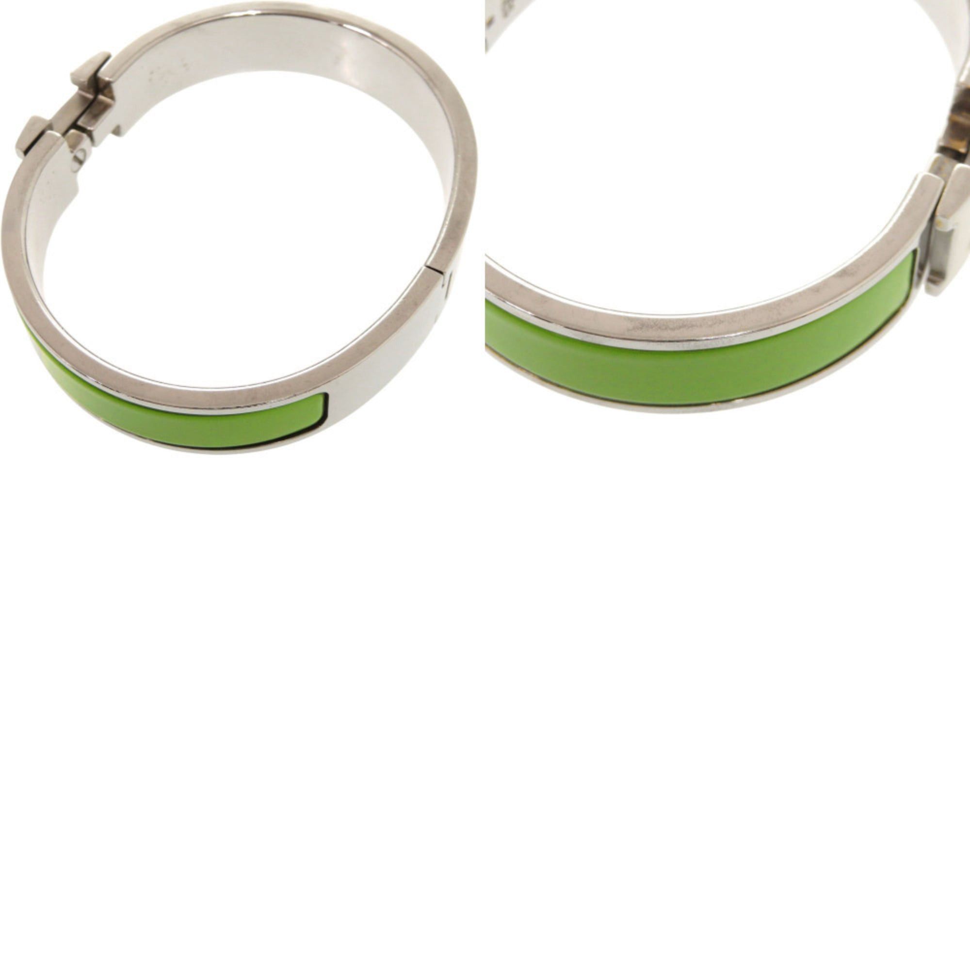 Hermes Excellent condition Hermes Clic H Clac PM metal silver hardware green bangle bracelet 1595HERMES Size ONE SIZE - 10 Thumbnail
