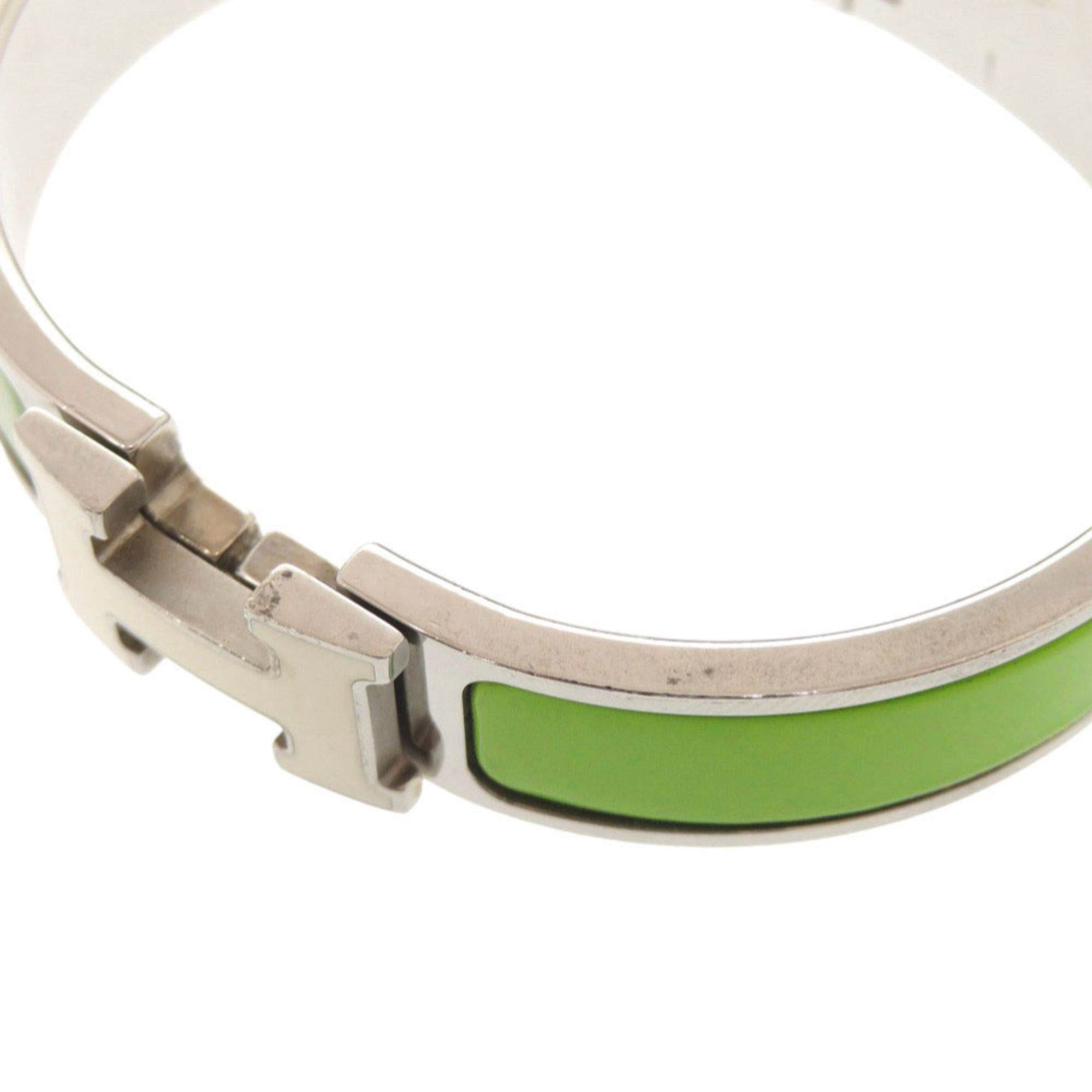 Hermes Excellent condition Hermes Clic H Clac PM metal silver hardware green bangle bracelet 1595HERMES Size ONE SIZE - 9 Thumbnail