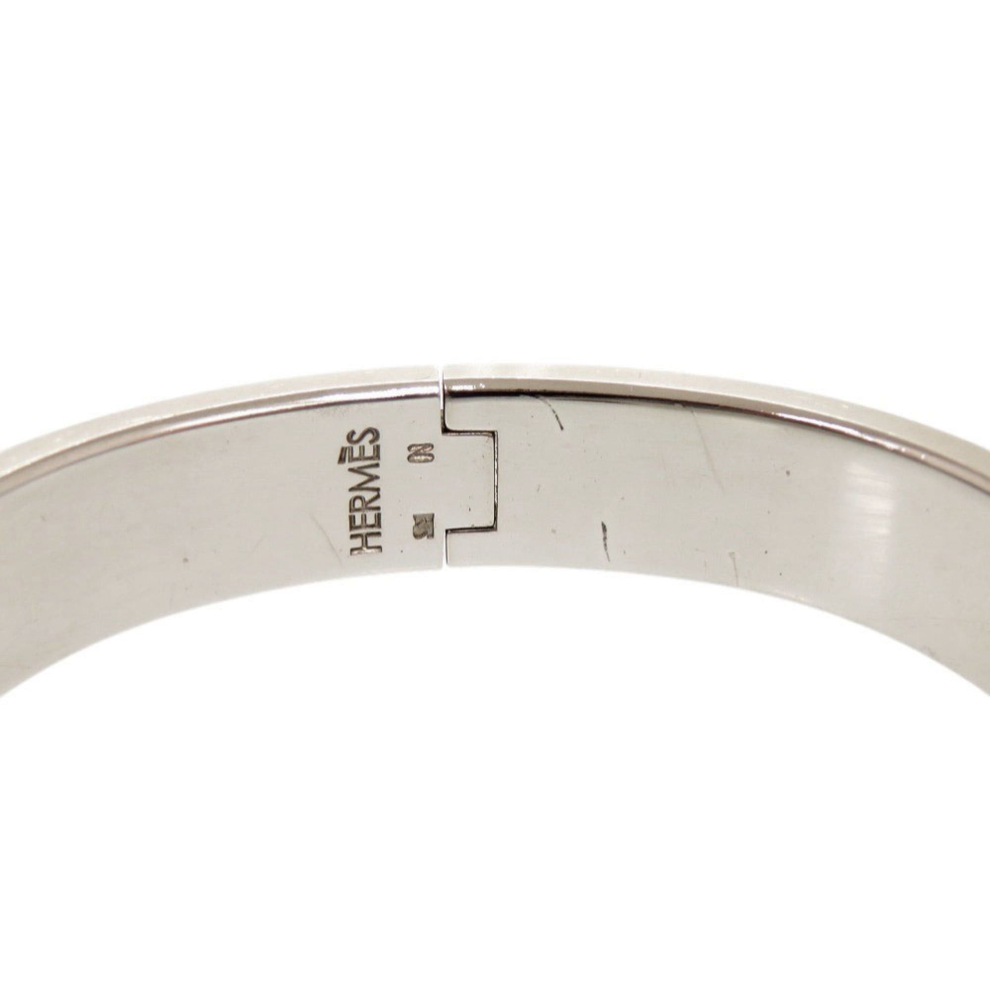 Hermes Excellent condition Hermes Clic H Clac PM metal silver hardware green bangle bracelet 1595HERMES Size ONE SIZE - 6 Thumbnail