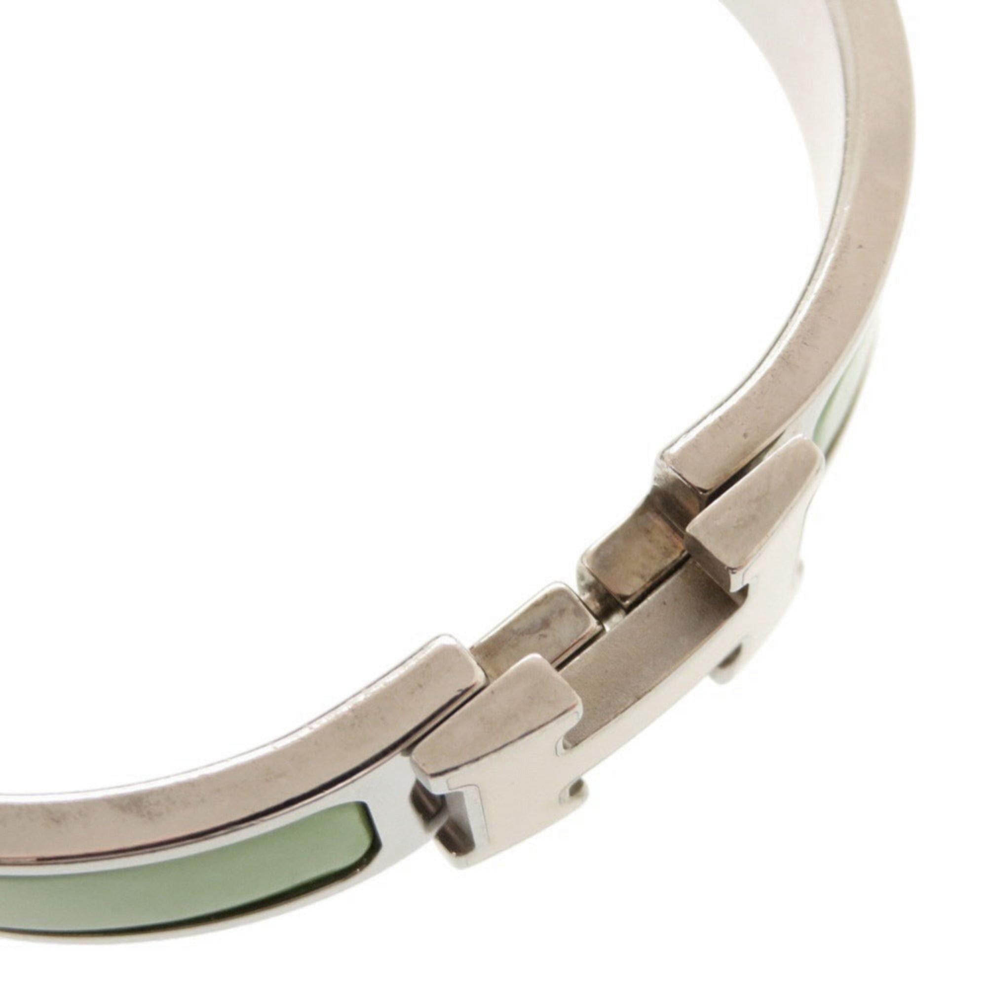 Hermes Excellent condition Hermes Clic H Clac PM metal silver hardware green bangle bracelet 1595HERMES Size ONE SIZE - 7 Thumbnail