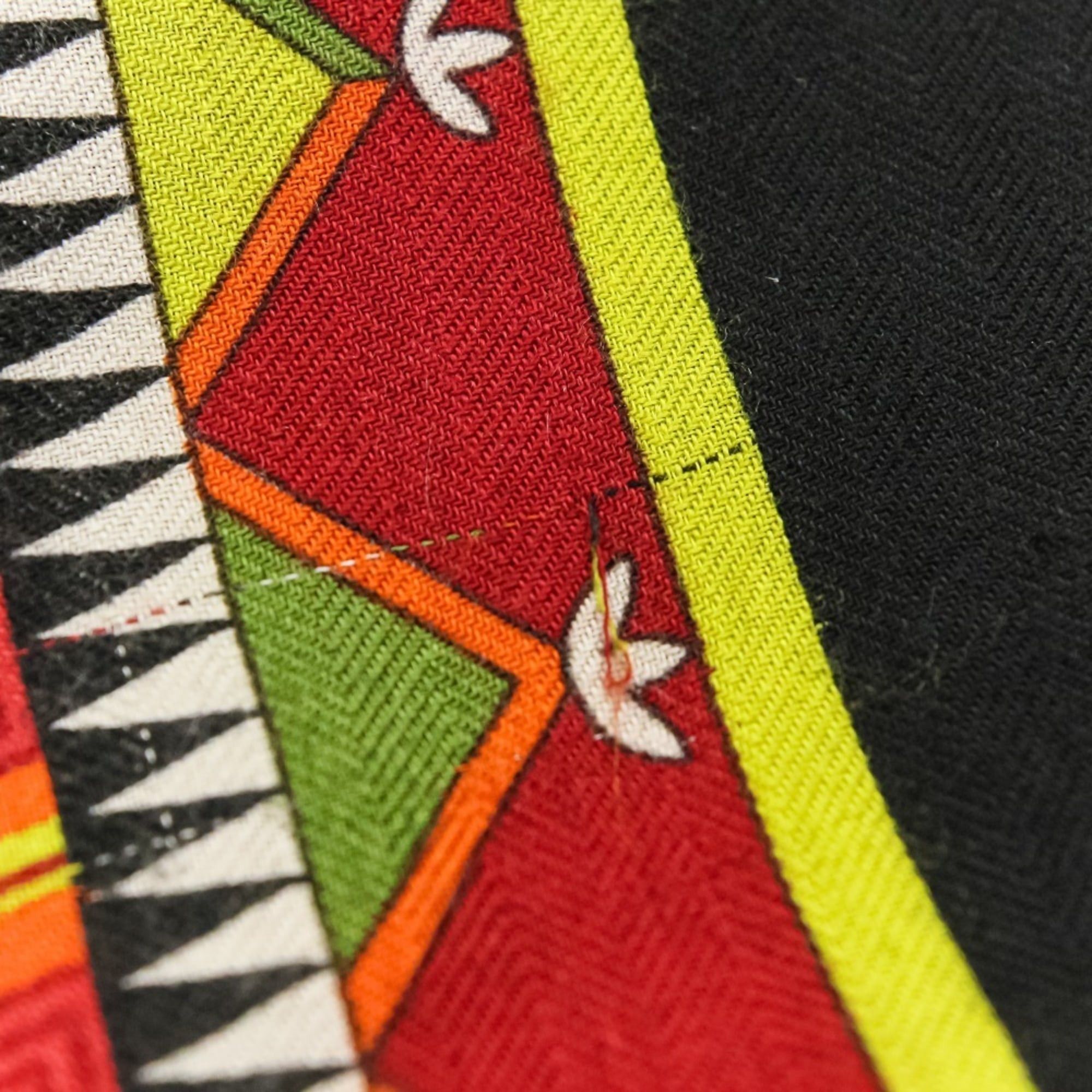 Hermes HERMES CENT PLIS DES MIAO Carre Geant 140 Cashmere Silk Large Shawl Stole Black Red Women's Size ONE SIZE - 14 Thumbnail
