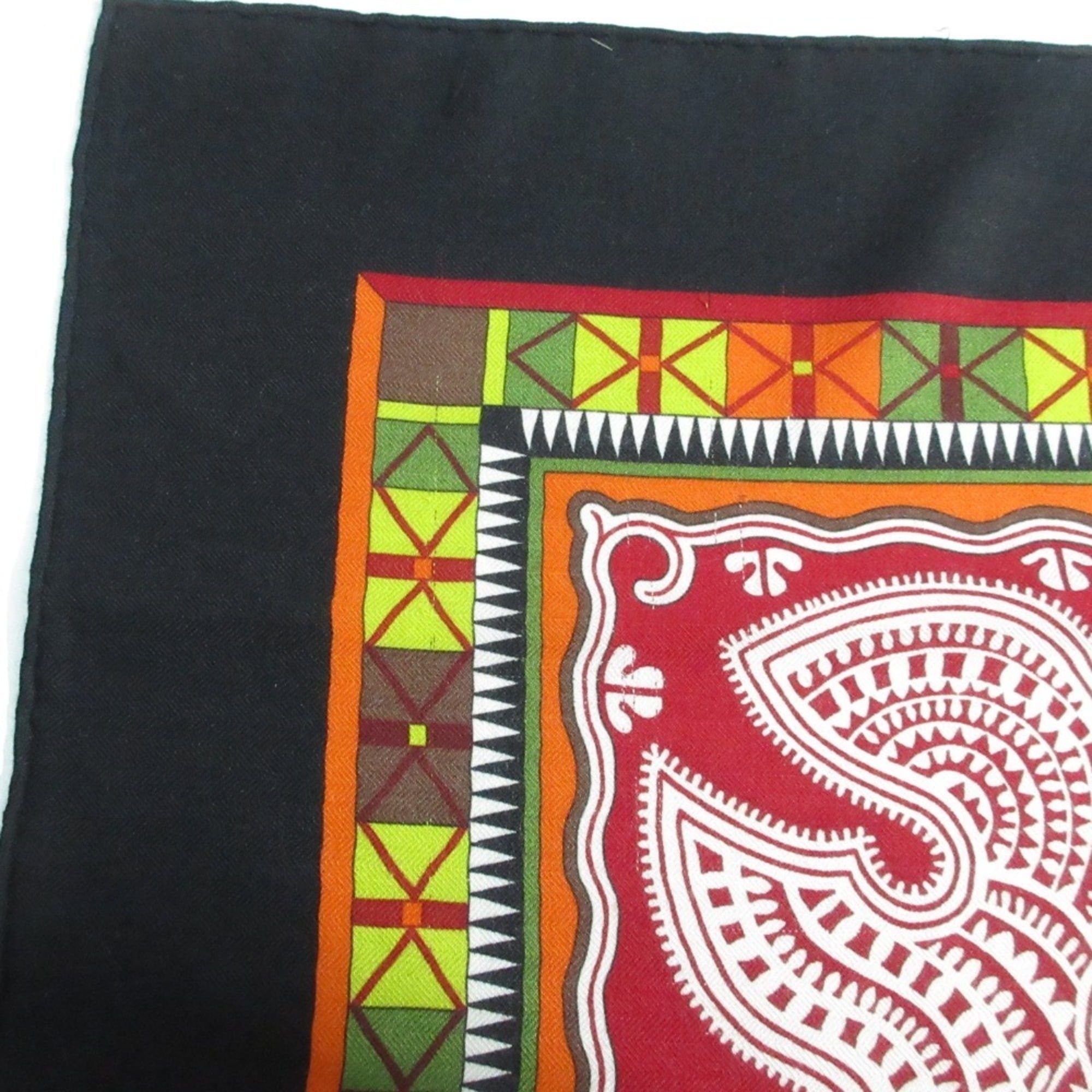 Hermes HERMES CENT PLIS DES MIAO Carre Geant 140 Cashmere Silk Large Shawl Stole Black Red Women's Size ONE SIZE - 17 Thumbnail