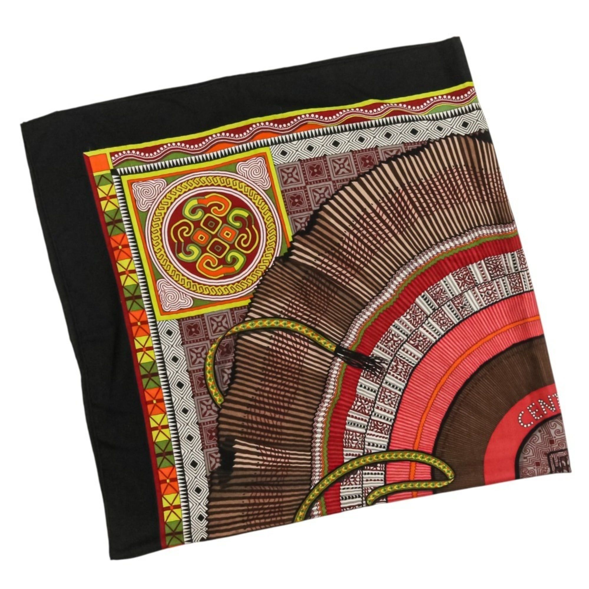 Hermes HERMES CENT PLIS DES MIAO Carre Geant 140 Cashmere Silk Large Shawl Stole Black Red Women's Size ONE SIZE - 2 Thumbnail