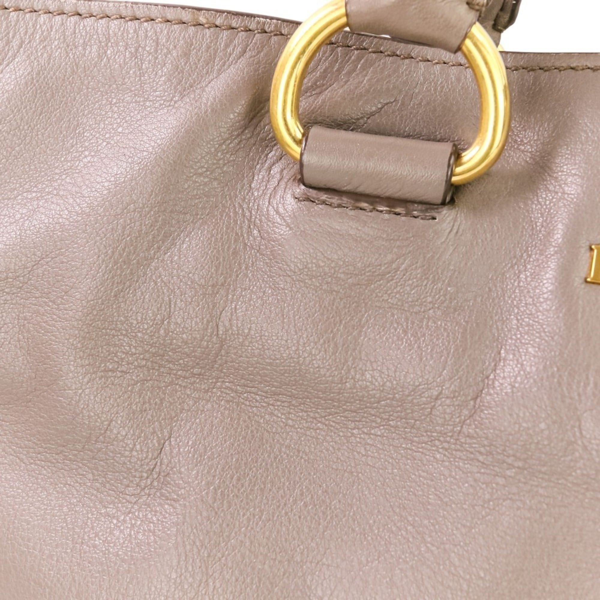 Prada Prada logo hardware leather 2-way tote bag shoulder greige women's Size ONE SIZE - 11 Thumbnail