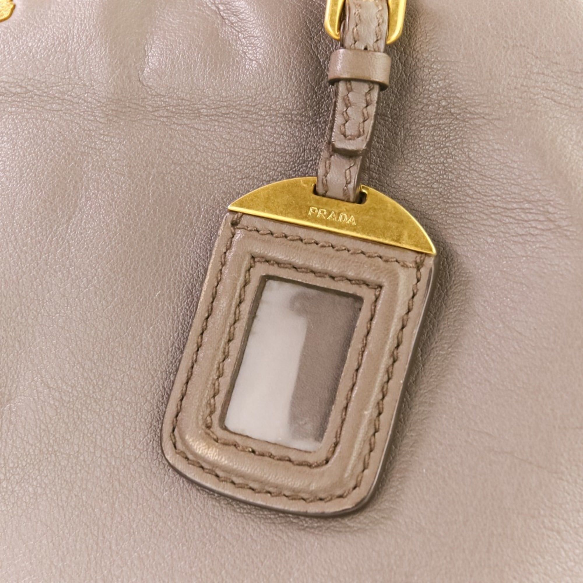 Prada Prada logo hardware leather 2-way tote bag shoulder greige women's Size ONE SIZE - 7 Thumbnail