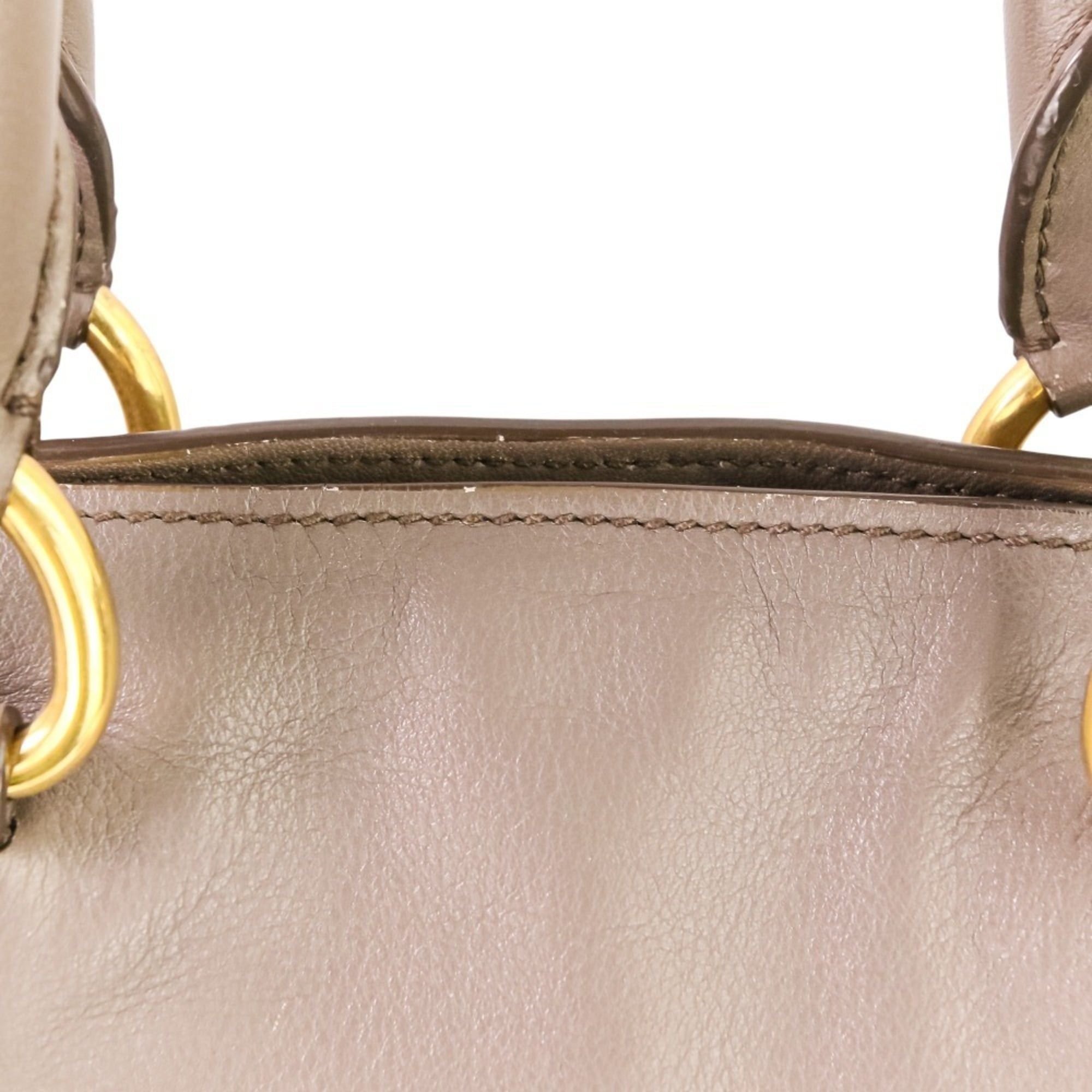Prada Prada logo hardware leather 2-way tote bag shoulder greige women's Size ONE SIZE - 10 Thumbnail