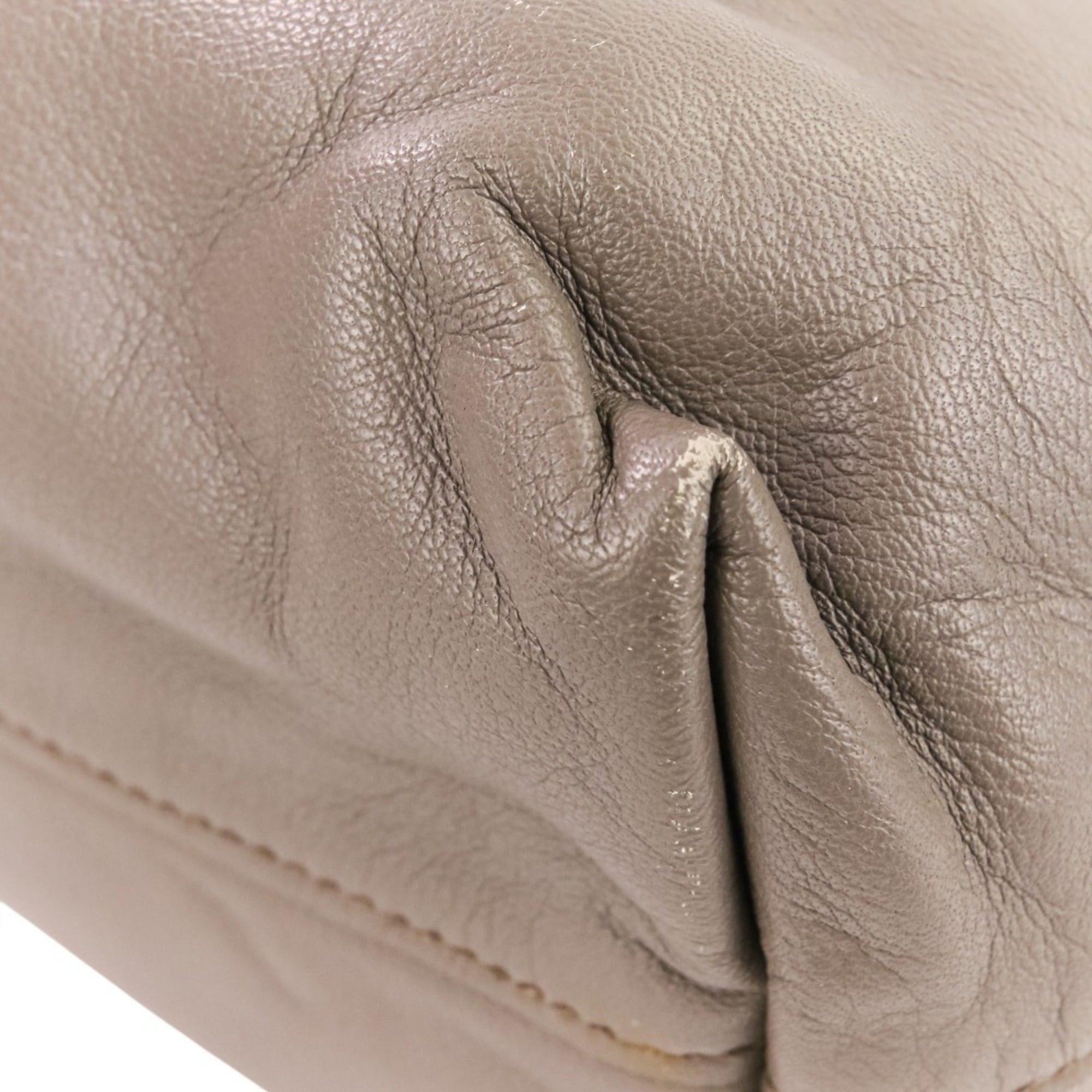 Prada Prada logo hardware leather 2-way tote bag shoulder greige women's Size ONE SIZE - 13 Thumbnail