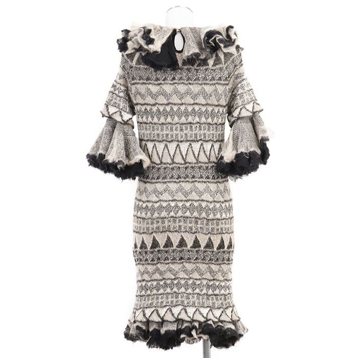 Chanel Chanel Chanel ruffle knit wool mohair dress Textile Dresses P36227 DUTY FREE for USA Size ONE SIZE - 6 Thumbnail