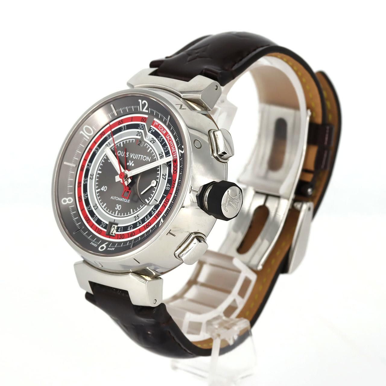 Louis Vuitton Louis Vuitton Louis Vuitton Tambour Chrono Voyage II Stainless Steel Metal Automatic Q102C DUTY FREE for USA Size ONE SIZE - 2 Thumbnail