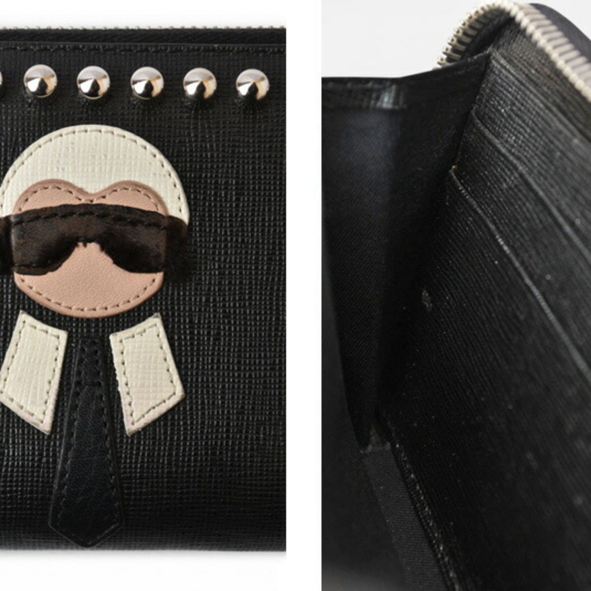 Fendi Fendi Karlito Wallet, FENDI Long Wallet by Karl Lagerfeld, Black and Silver, 8M0299 Size ONE SIZE - 14 Thumbnail