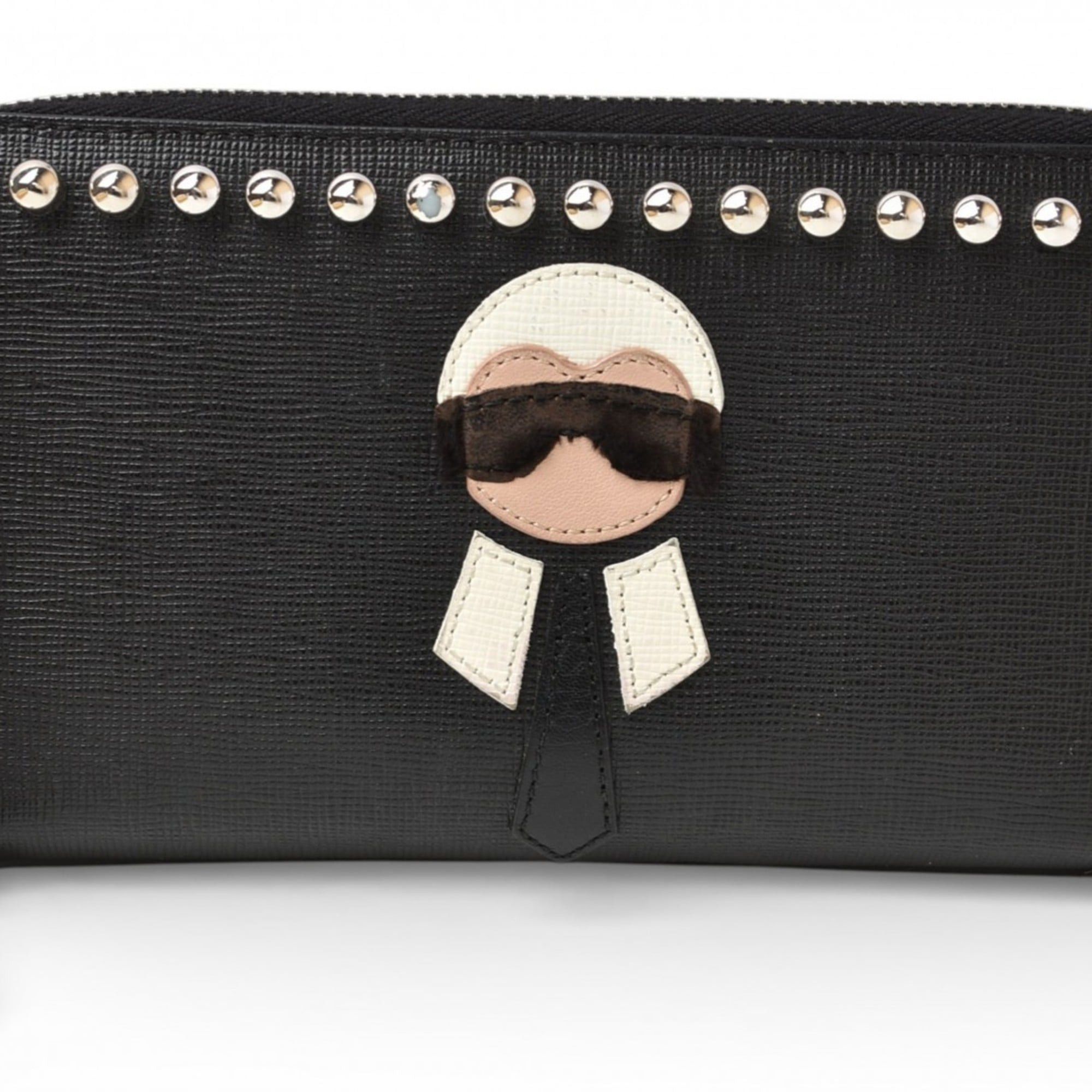Fendi Fendi Karlito Wallet, FENDI Long Wallet by Karl Lagerfeld, Black and Silver, 8M0299 Size ONE SIZE - 2 Thumbnail