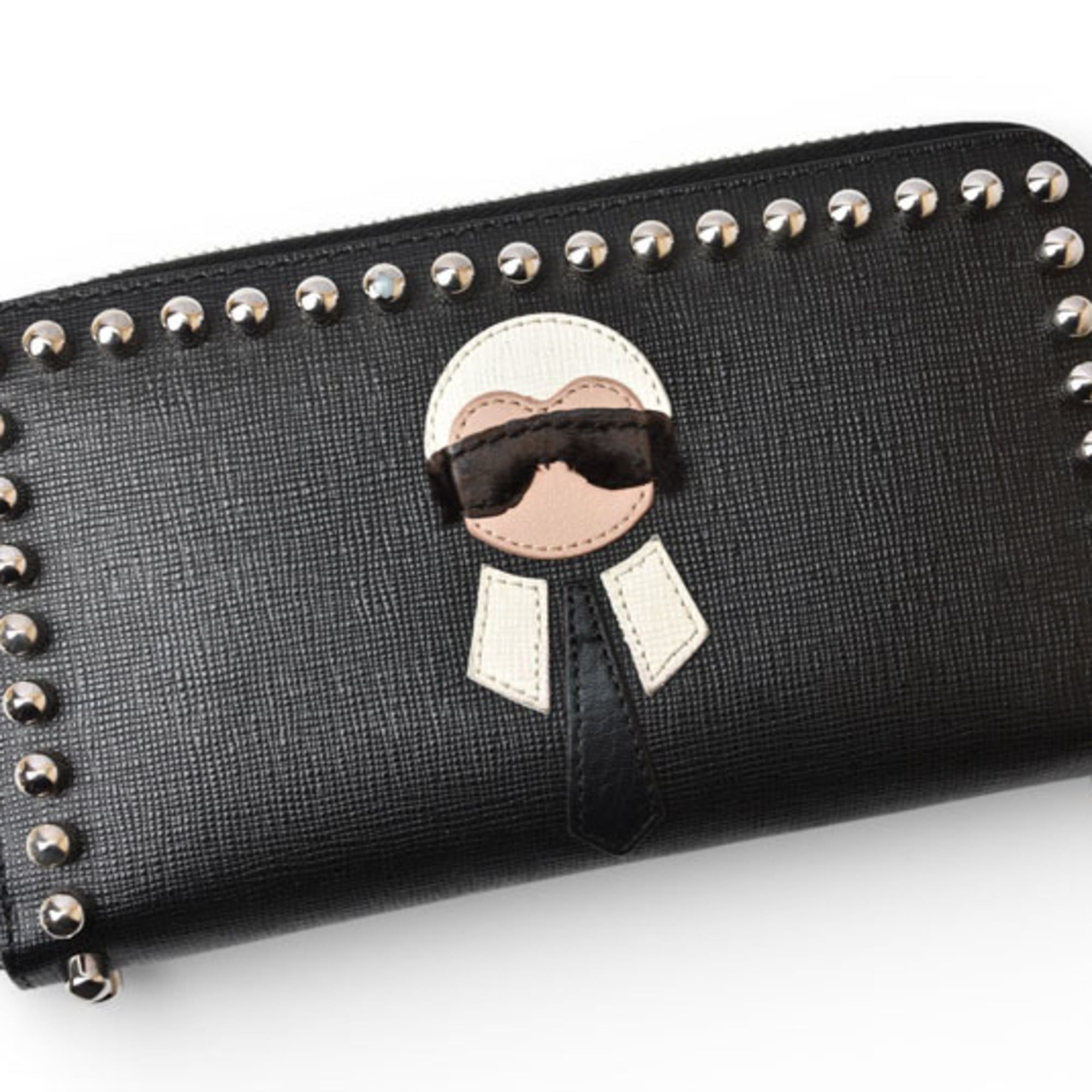 Fendi Fendi Karlito Wallet, FENDI Long Wallet by Karl Lagerfeld, Black and Silver, 8M0299 Size ONE SIZE - 3 Thumbnail
