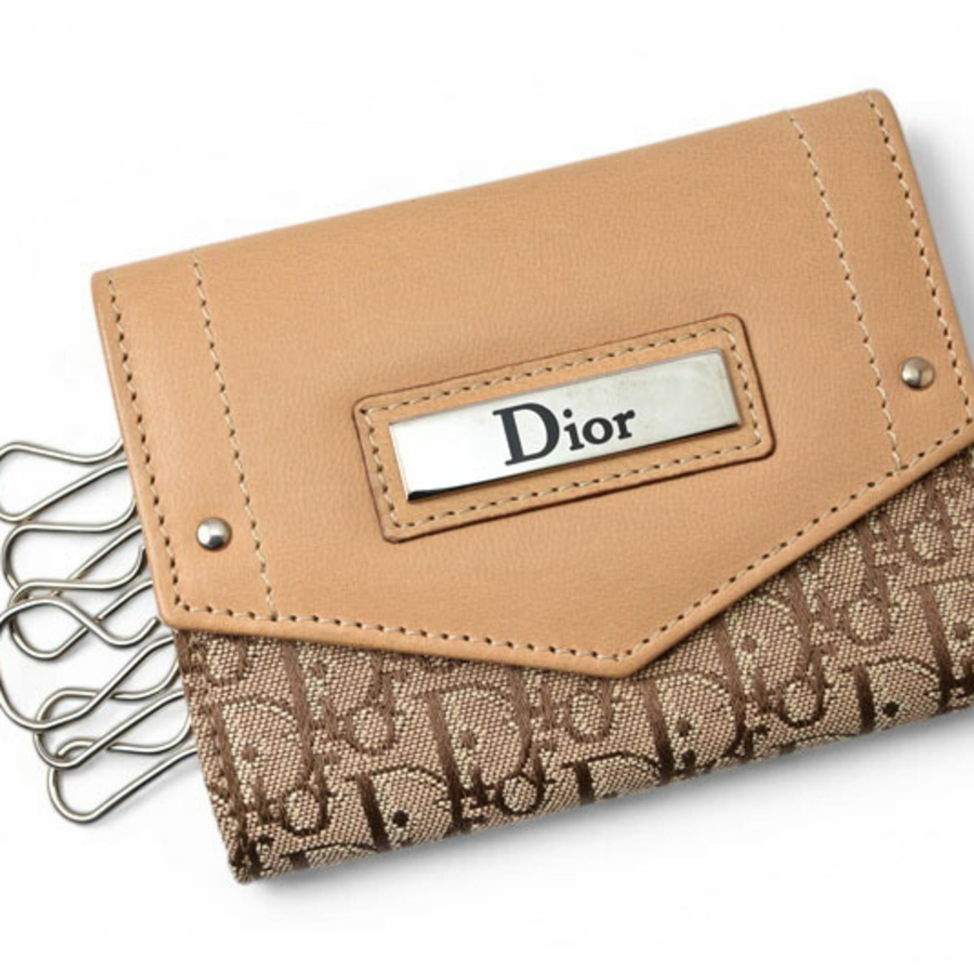 Dior Christian Dior Key Case, Street Chic, Beige Jacquard Leather Size ONE SIZE - 6 Thumbnail