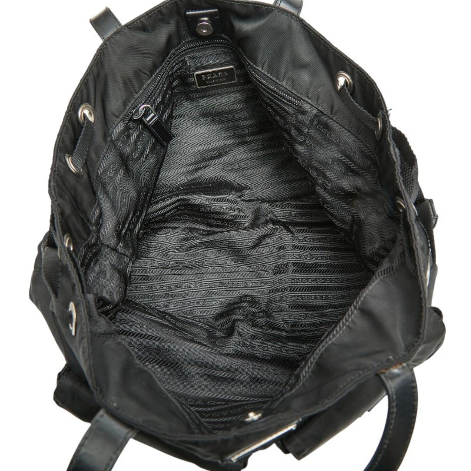 Prada Prada Triangle Logo Plate Handbag, Black Nylon, Women's PRADA Size ONE SIZE - 8 Thumbnail