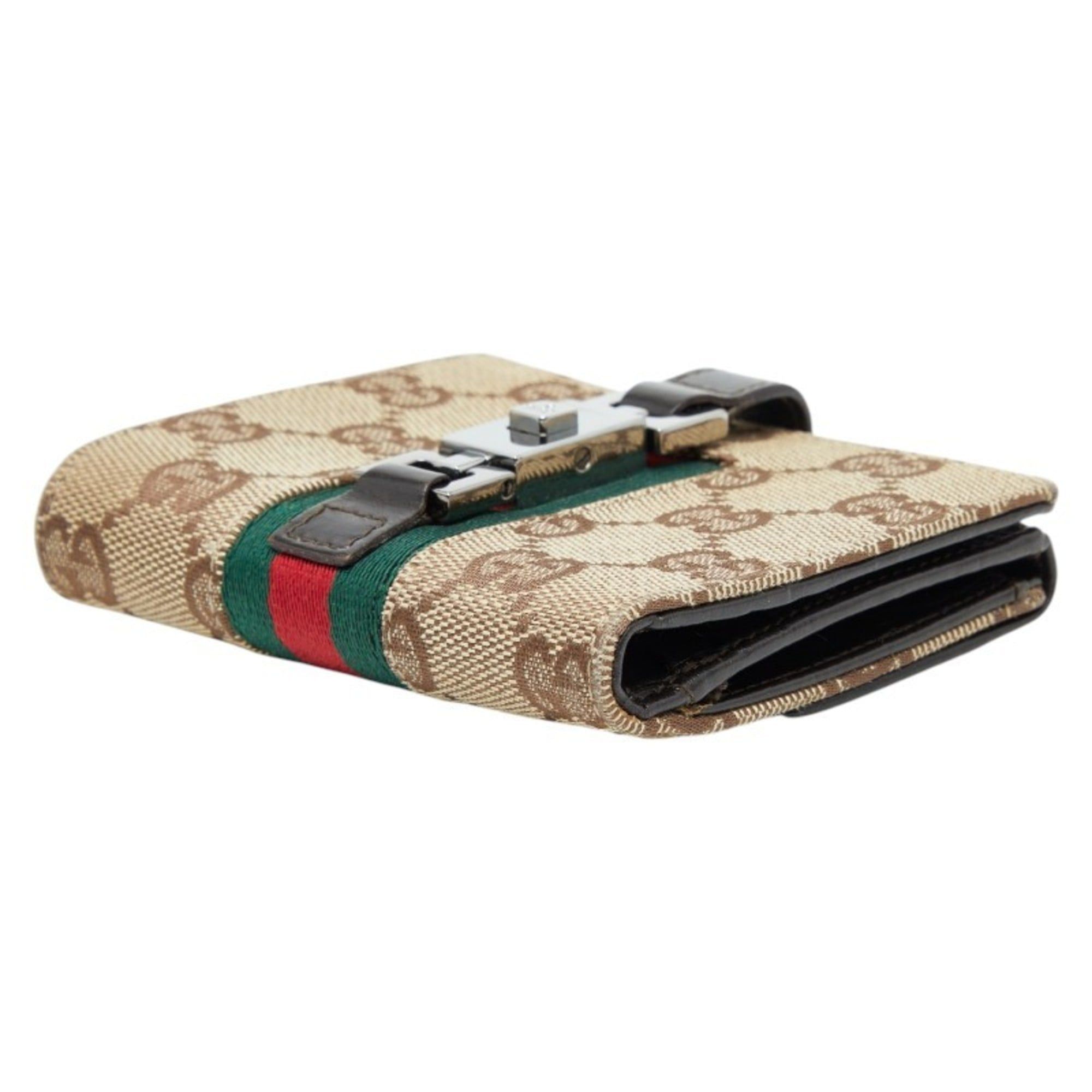 Gucci Gucci GG Canvas Jackie Sherry Line Bi-fold Wallet 05470 Beige Multicolor Leather Women's GUCCI Size ONE SIZE - 4 Thumbnail