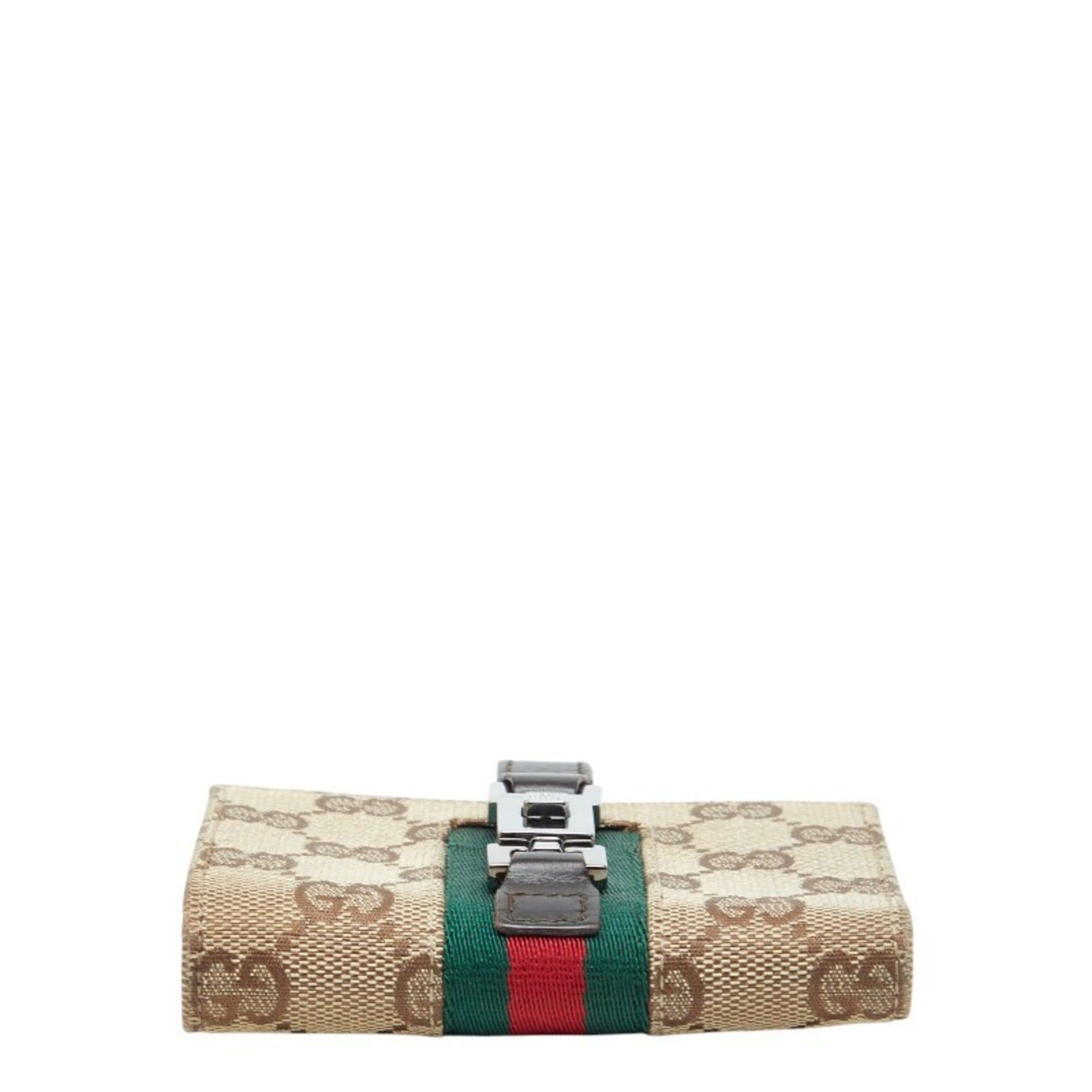 Gucci Gucci GG Canvas Jackie Sherry Line Bi-fold Wallet 05470 Beige Multicolor Leather Women's GUCCI Size ONE SIZE - 3 Thumbnail