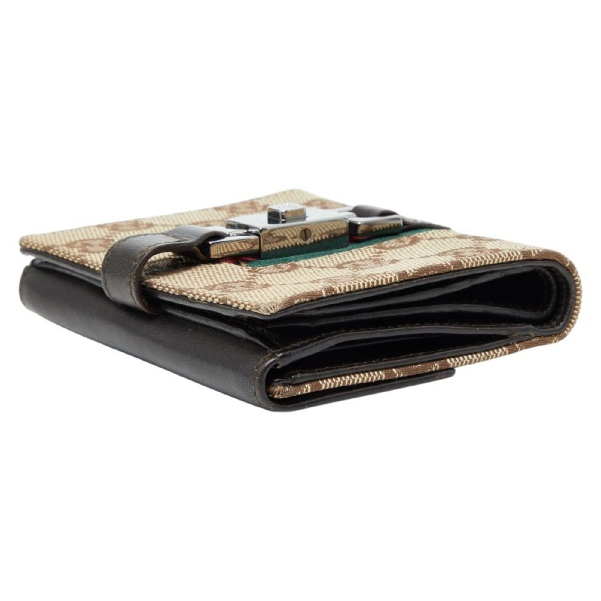 Gucci Gucci GG Canvas Jackie Sherry Line Bi-fold Wallet 05470 Beige Multicolor Leather Women's GUCCI Size ONE SIZE - 5 Thumbnail