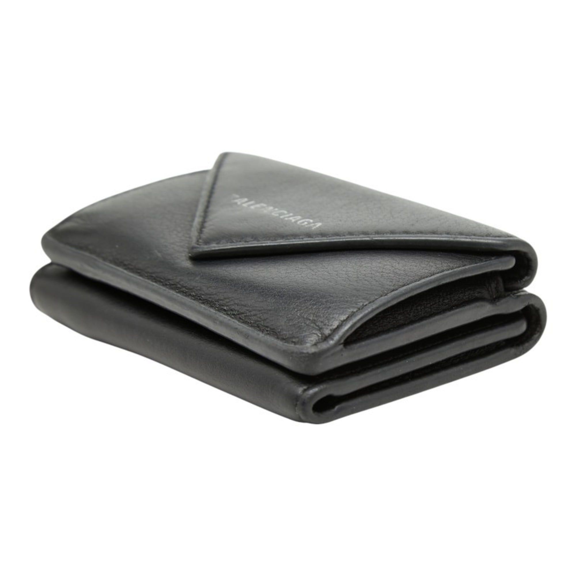 Balenciaga Balenciaga Paper Mini Wallet, Tri-fold Compact, 391446, Black Leather, Women's, BALENCIAGA Size ONE SIZE - 4 Thumbnail