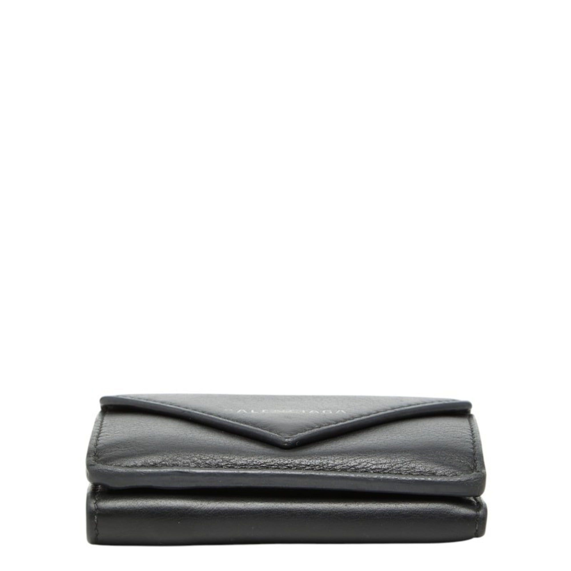 Balenciaga Balenciaga Paper Mini Wallet, Tri-fold Compact, 391446, Black Leather, Women's, BALENCIAGA Size ONE SIZE - 3 Thumbnail