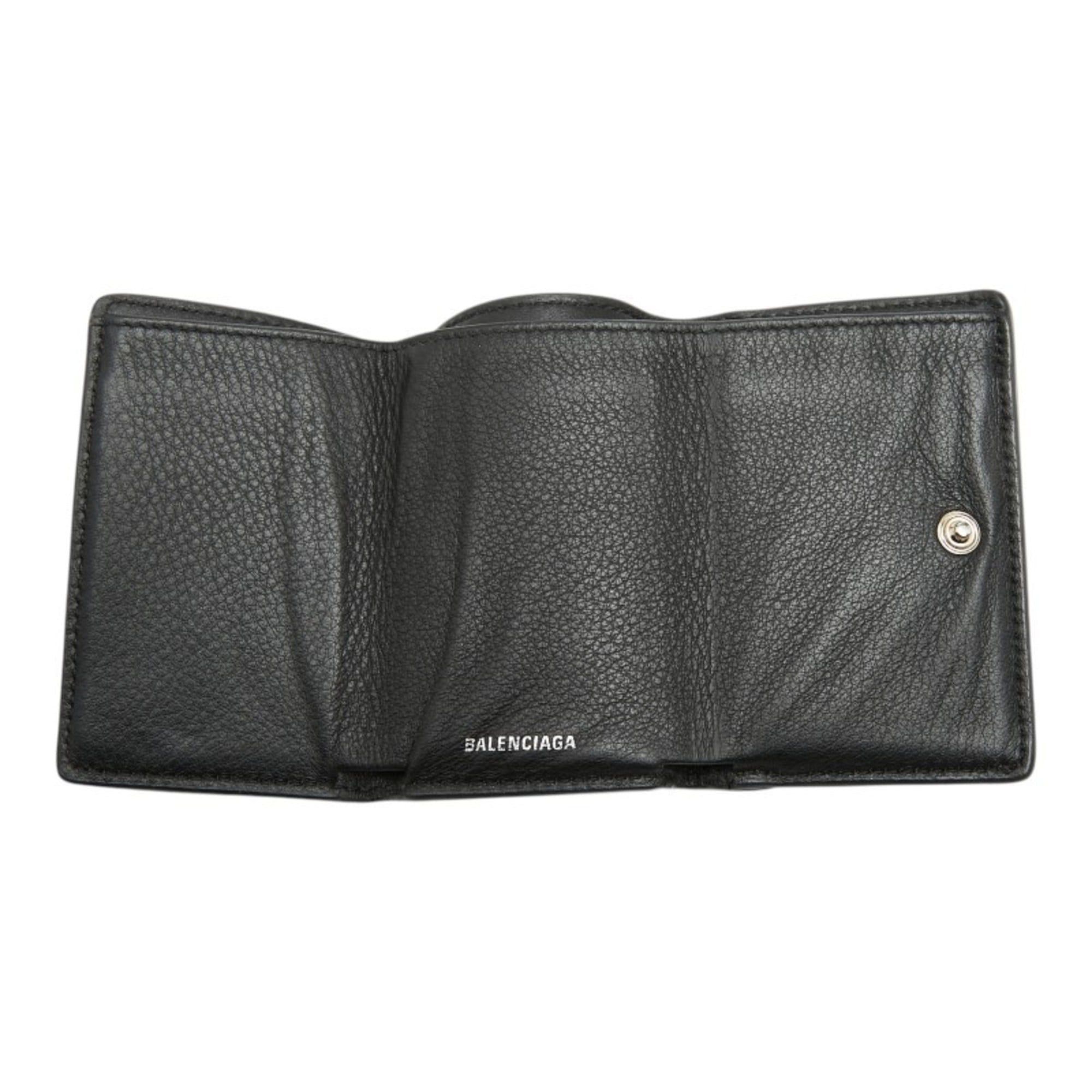 Balenciaga Balenciaga Paper Mini Wallet, Tri-fold Compact, 391446, Black Leather, Women's, BALENCIAGA Size ONE SIZE - 9 Thumbnail