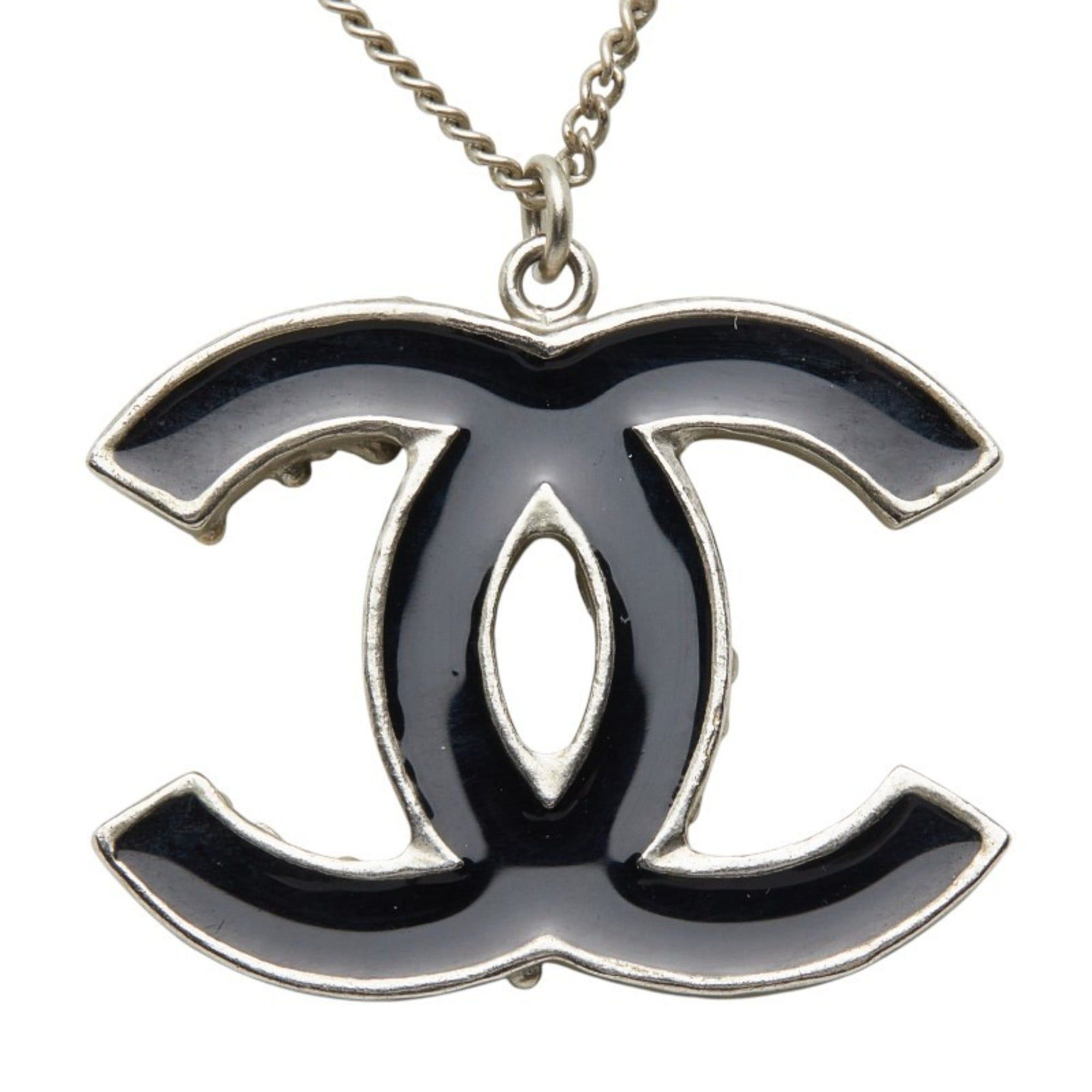 Chanel Chanel Coco Mark Necklace, Silver, Black Metal Enamel, Women's CHANEL Size ONE SIZE - 3 Thumbnail
