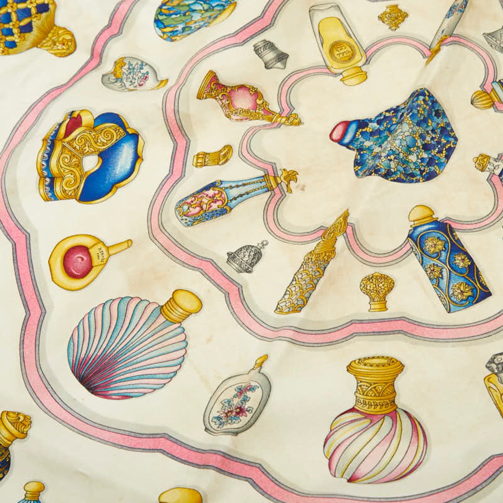 Hermes Hermes Carre 90 Qu importe le flacon Perfume Bottle Scarf Muffler Light Blue Multicolor Silk Women's HERMES Size ONE SIZE - 3 Thumbnail