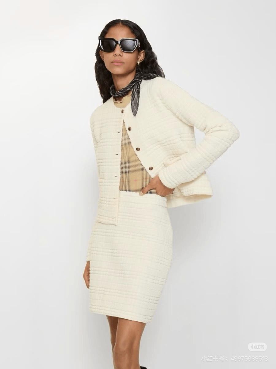 Burberry Burberry 2026 Beige Check Wool Tweed Coat Size M / US 6-8 / IT 42-44 - 4 Thumbnail