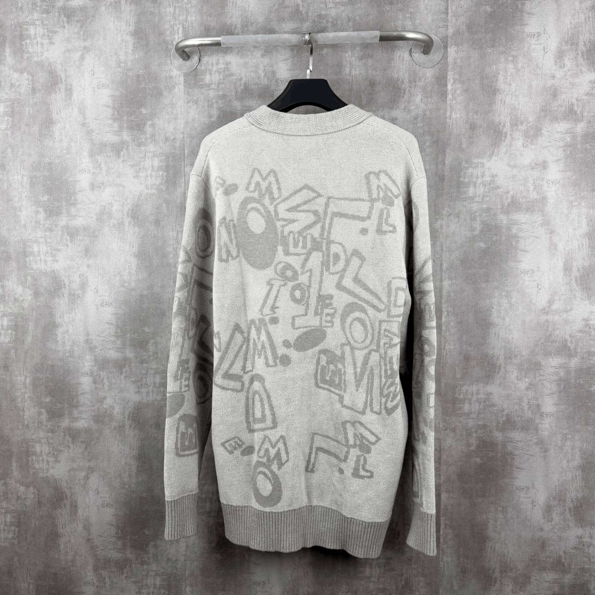 WE11DONE Welldone Gray Graffiti Wool Cardigan Size M / US 6-8 / IT 42-44 - 3 Thumbnail