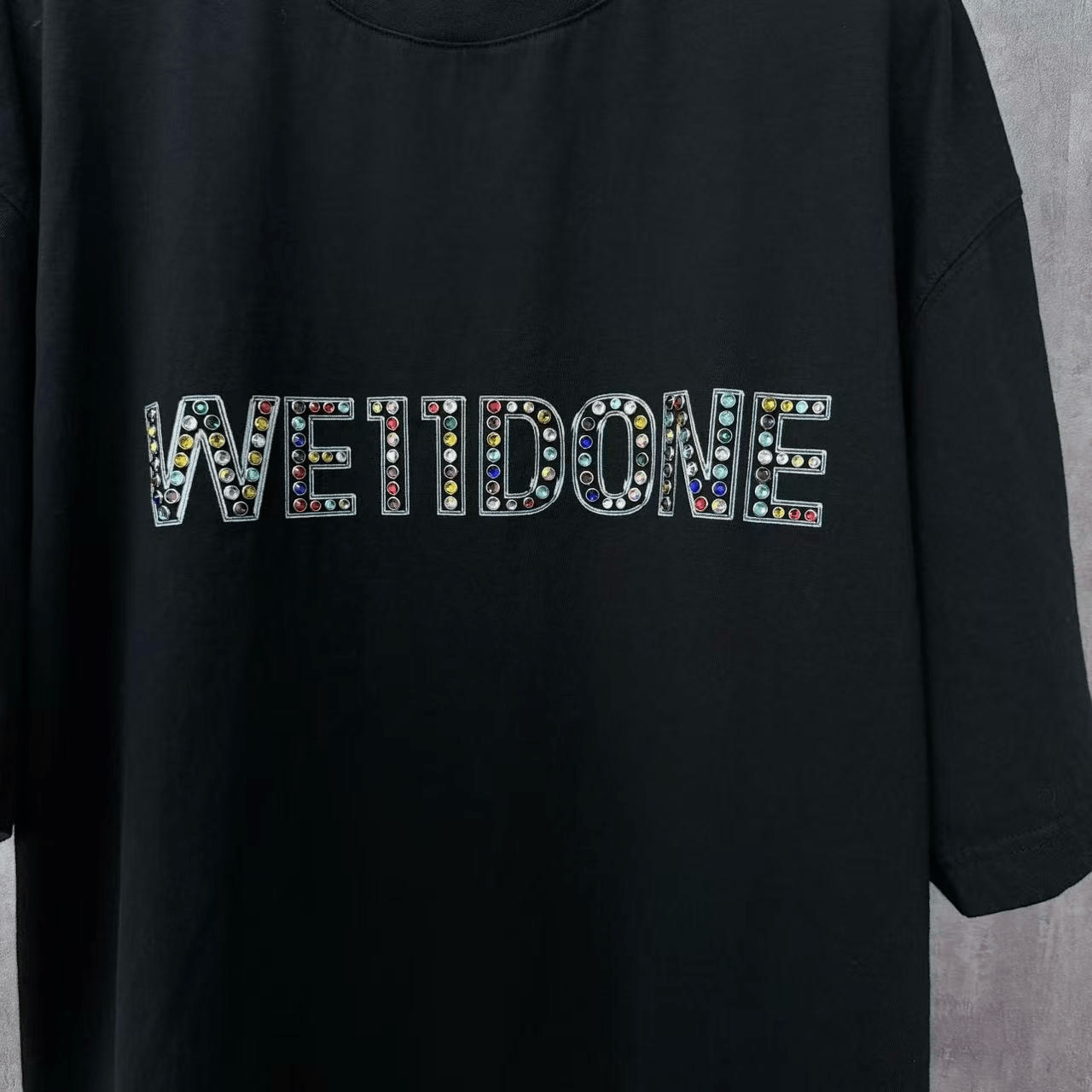 WE11DONE Welldone Rhinestone Letter Logo T-Shirt Size M / US 6-8 / IT 42-44 - 2 Thumbnail