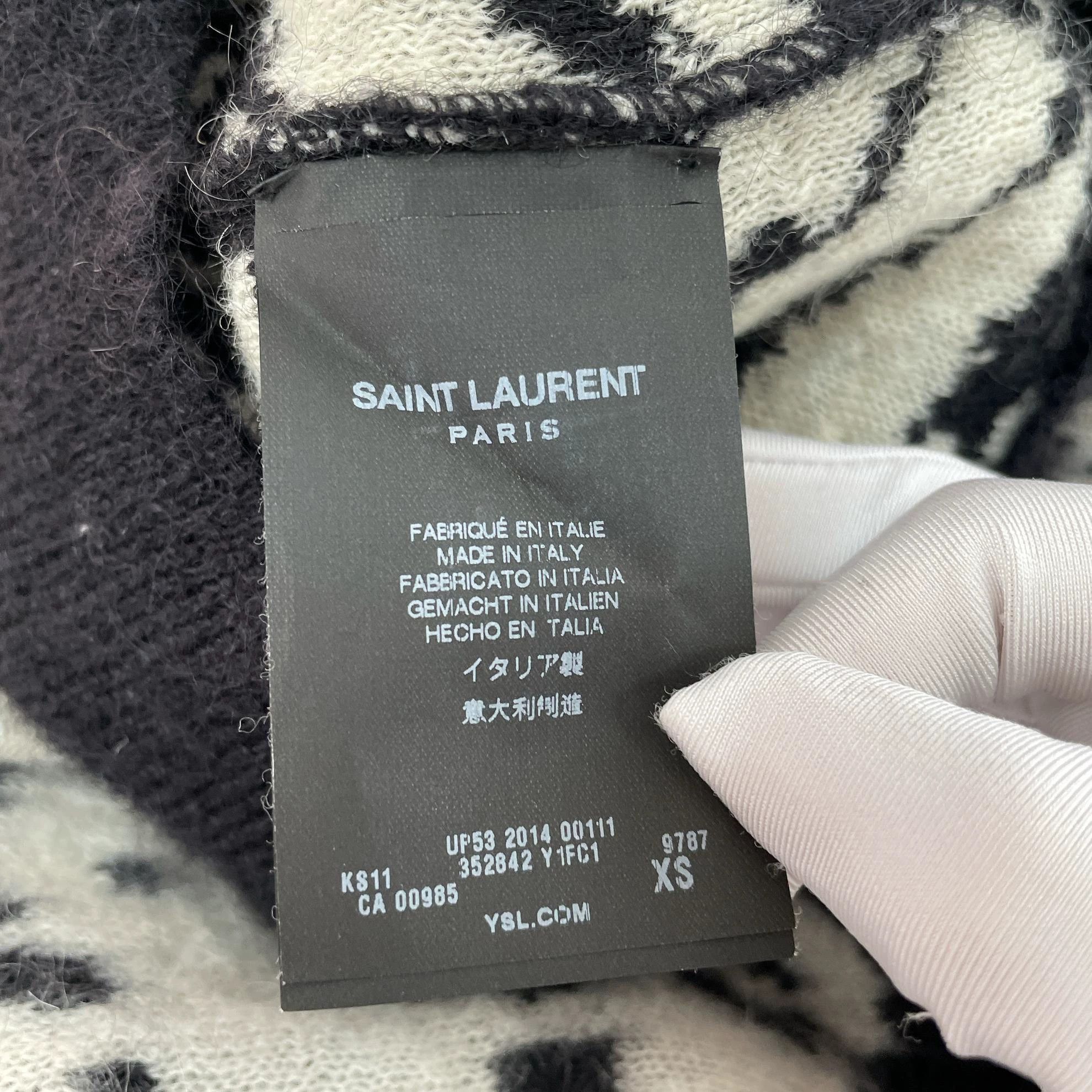 Saint Laurent Paris Black Zebra Print Long Sleeve Sweater XS Size US XS / EU 42 / 0 - 2 Thumbnail