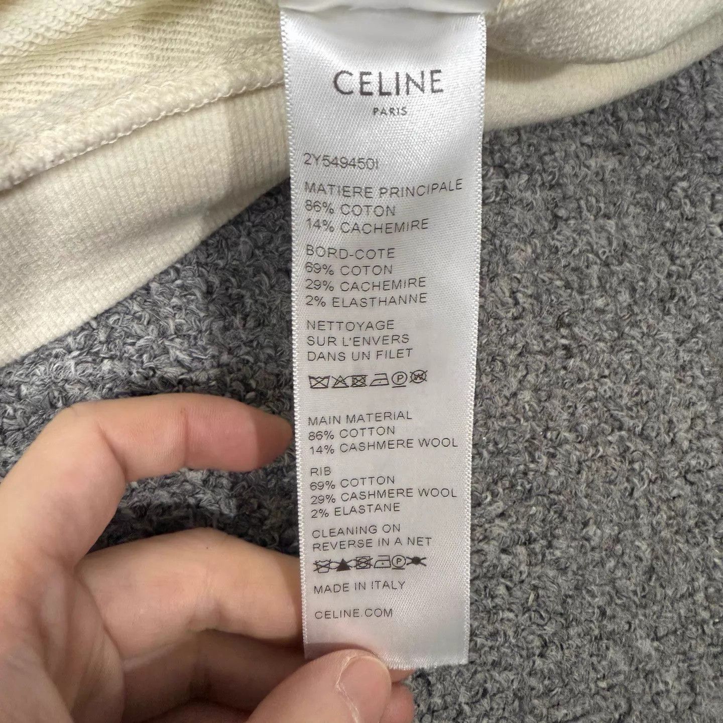 Celine White Crewneck Sweatshirt with Embroidered Logo Size US S / EU 44-46 / 1 - 4 Thumbnail