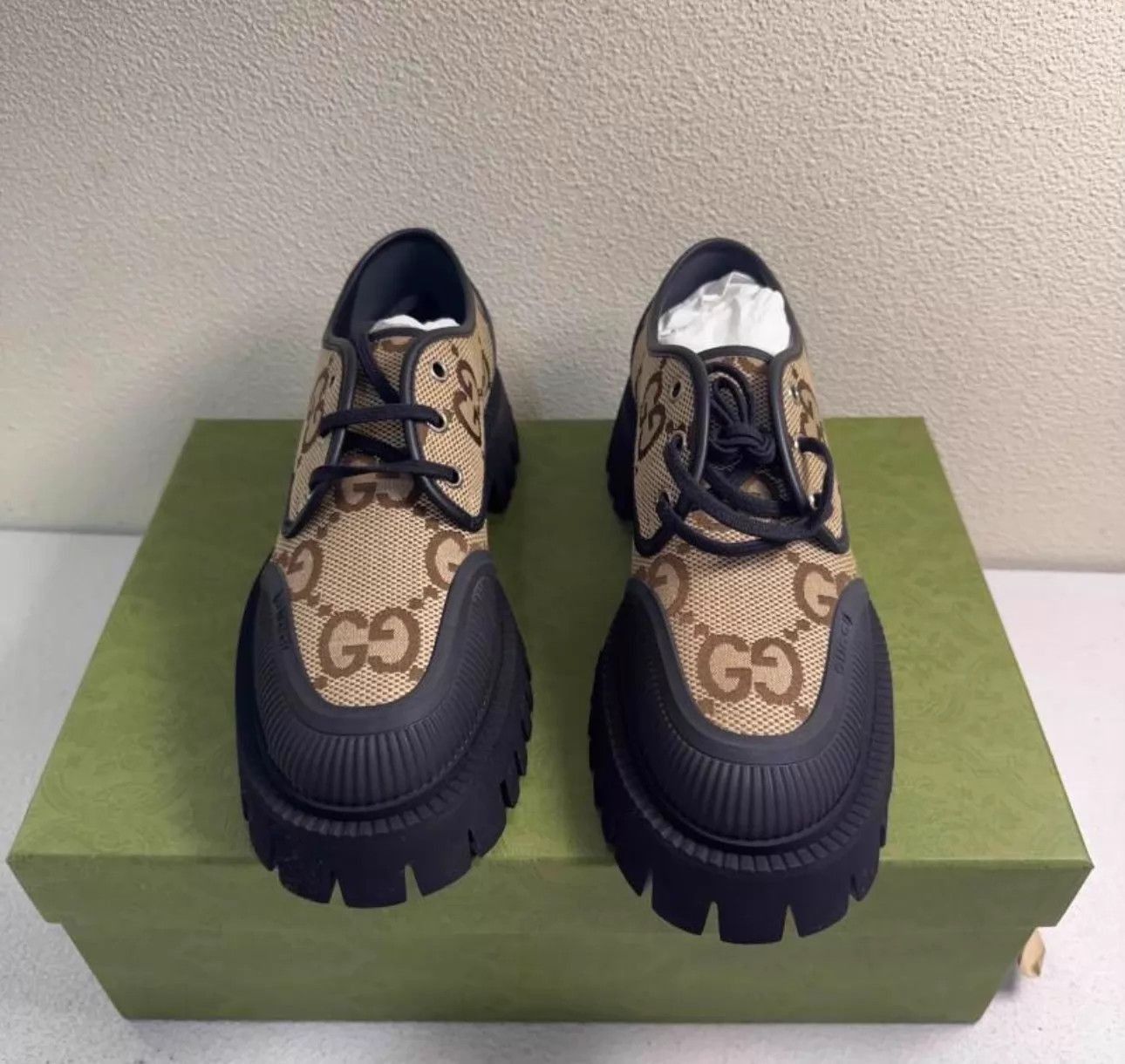 Gucci Brown Patterned Lace-Up Shoes with Chunky Sole Size US 6 / EU 39 - 2 Thumbnail
