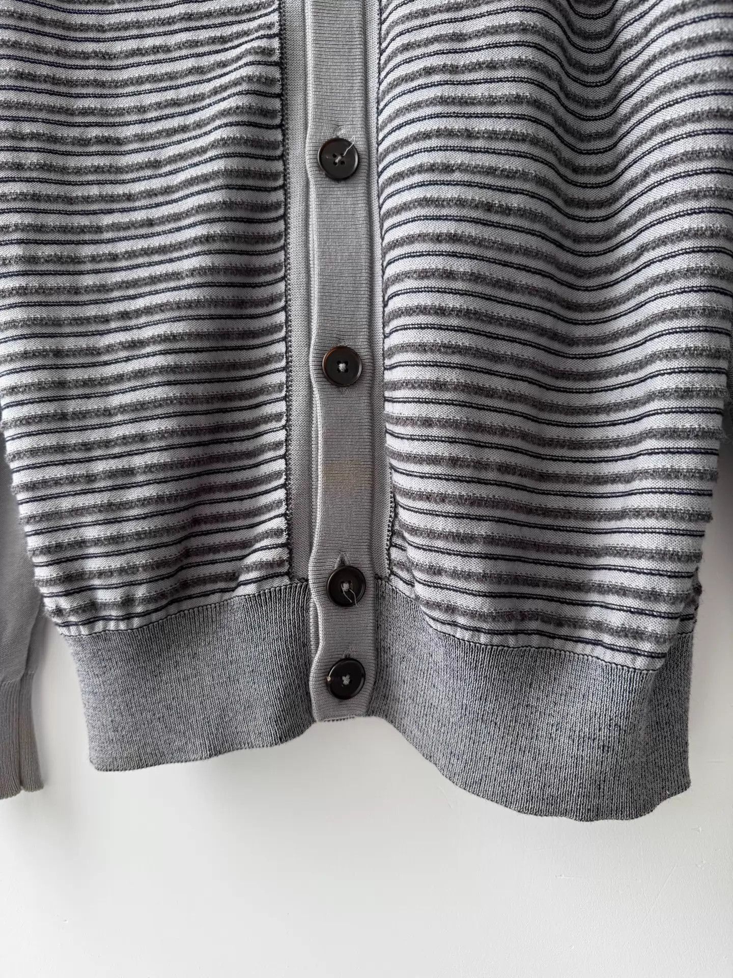 Maison Margiela Gray V-Neck Button-Front Striped Cardigan Size US L / EU 52-54 / 3 - 4 Thumbnail