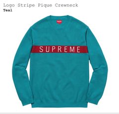 Supreme Striped Pique Crewneck | Grailed