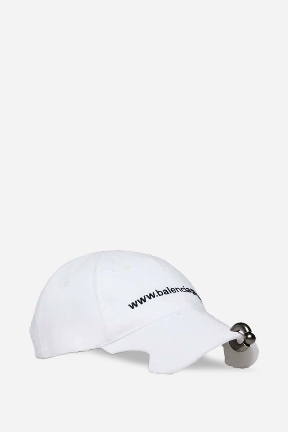 Balenciaga Piercing Logo Cap in White / size M Size ONE SIZE - 2 Thumbnail