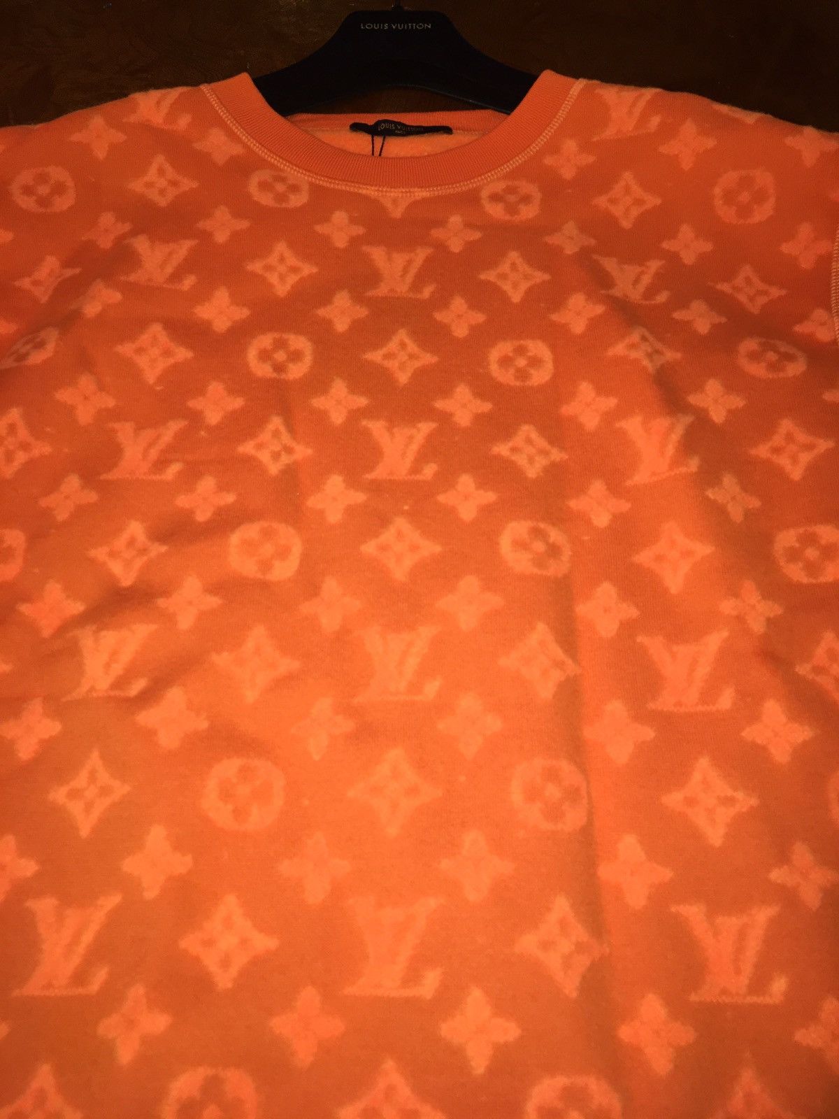 Louis Vuitton Virgil Abloh LV Orange Monogram Sweater Shirt Grailed