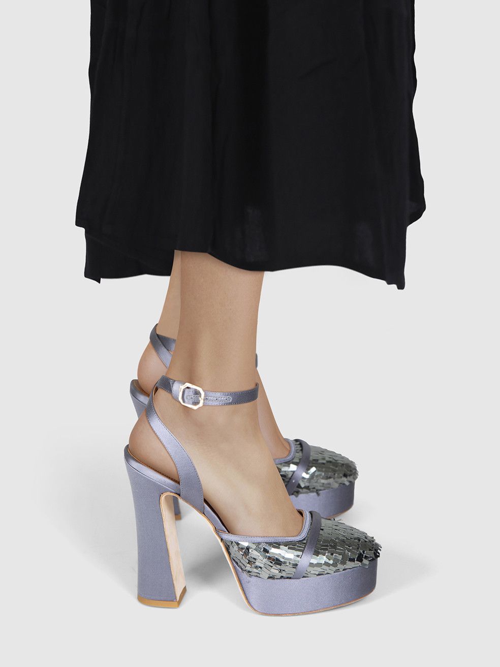 Malone Souliers Dusty Blue Sequinned Heels Size US 7 / IT 37 - 2 Thumbnail