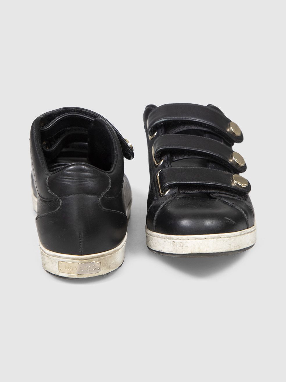 Jimmy Choo Black Leather NY Velcro Trainers Size US 8.5 / IT 38.5 - 3 Thumbnail