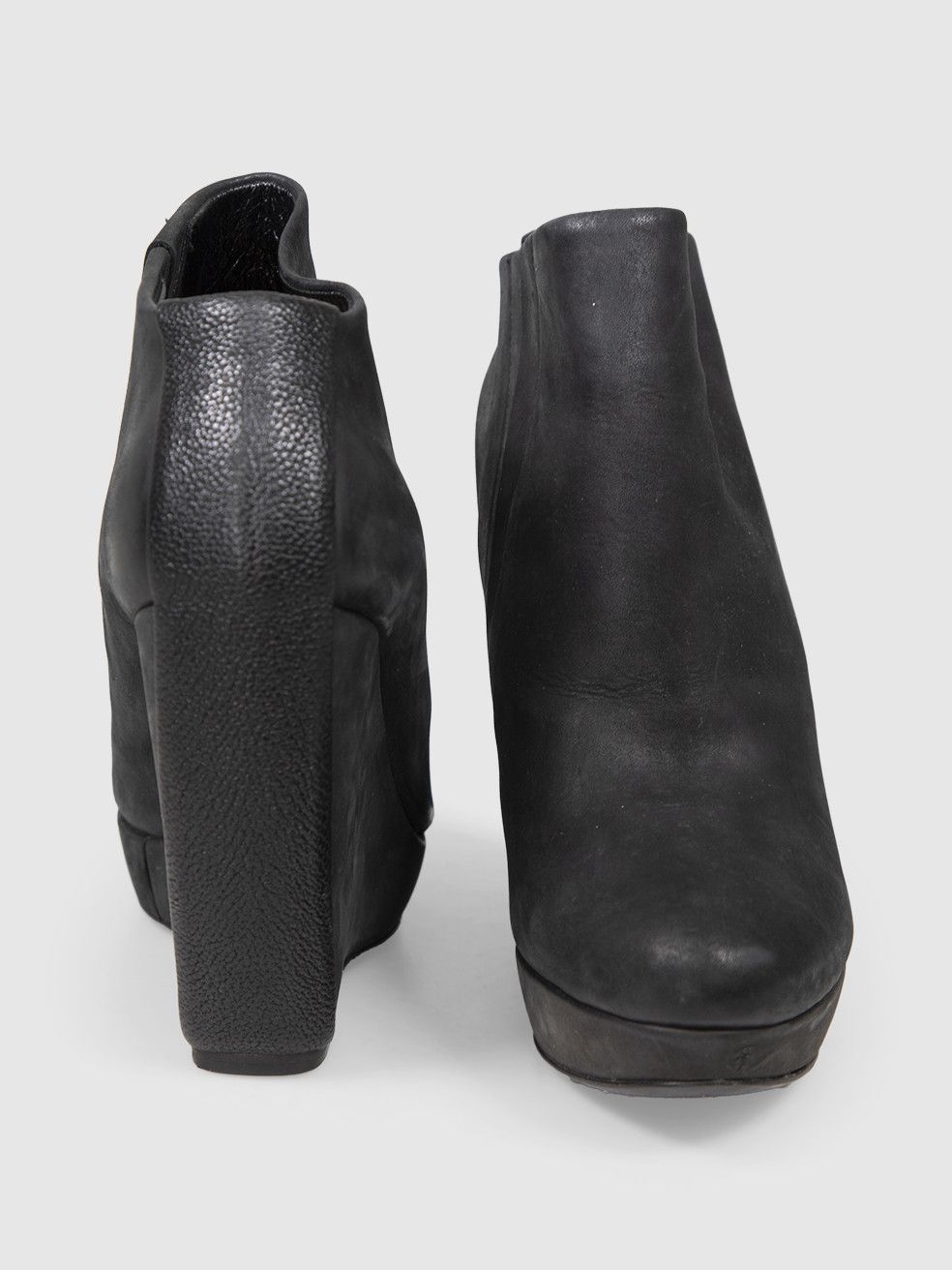 Balenciaga Black Nubuck Wedge Boots Size US 9 / IT 39 - 4 Thumbnail