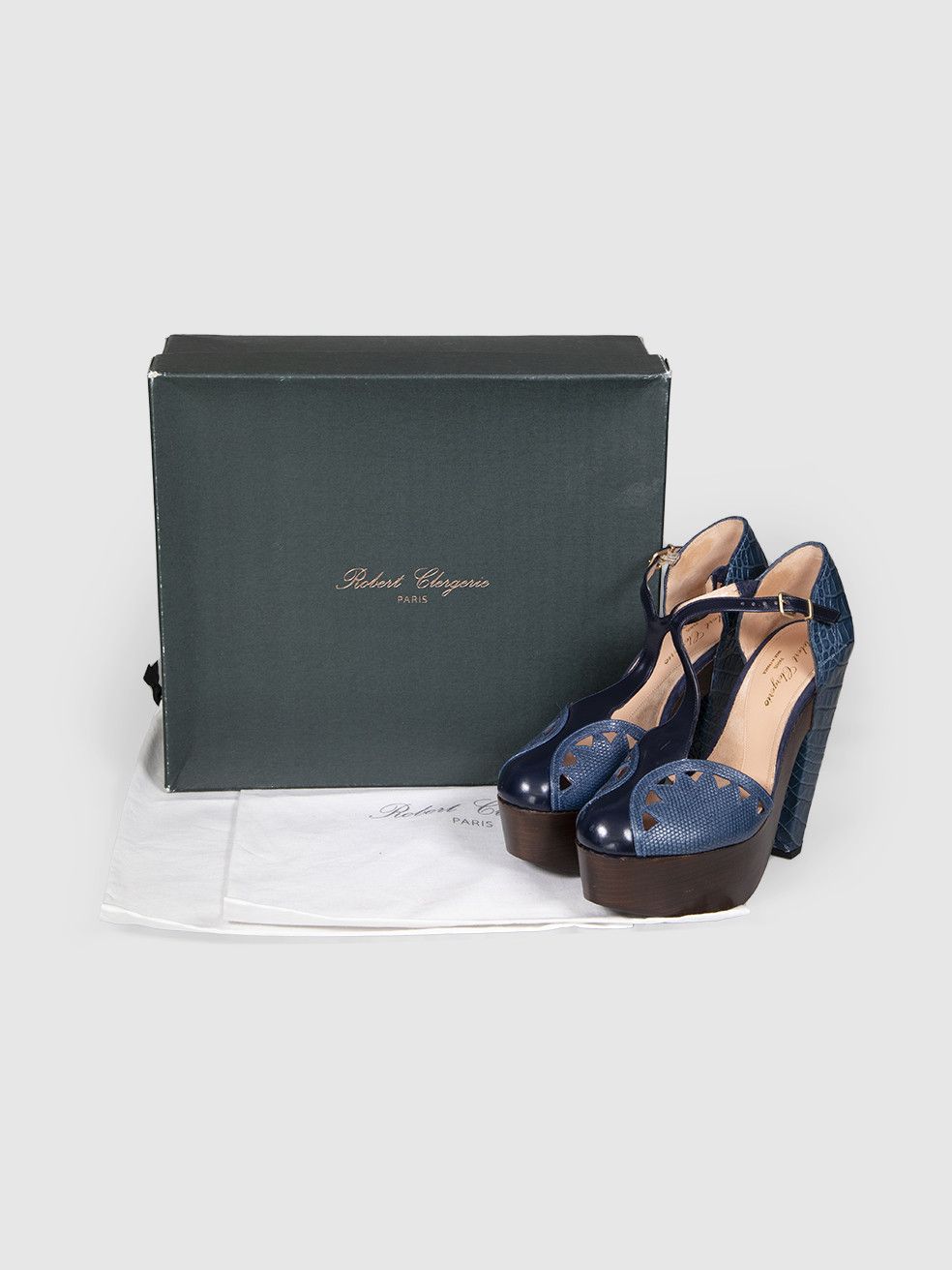 Robert Clergerie Blue Leather Platform Heels Size US 9.5 / IT 39.5 - 3 Thumbnail