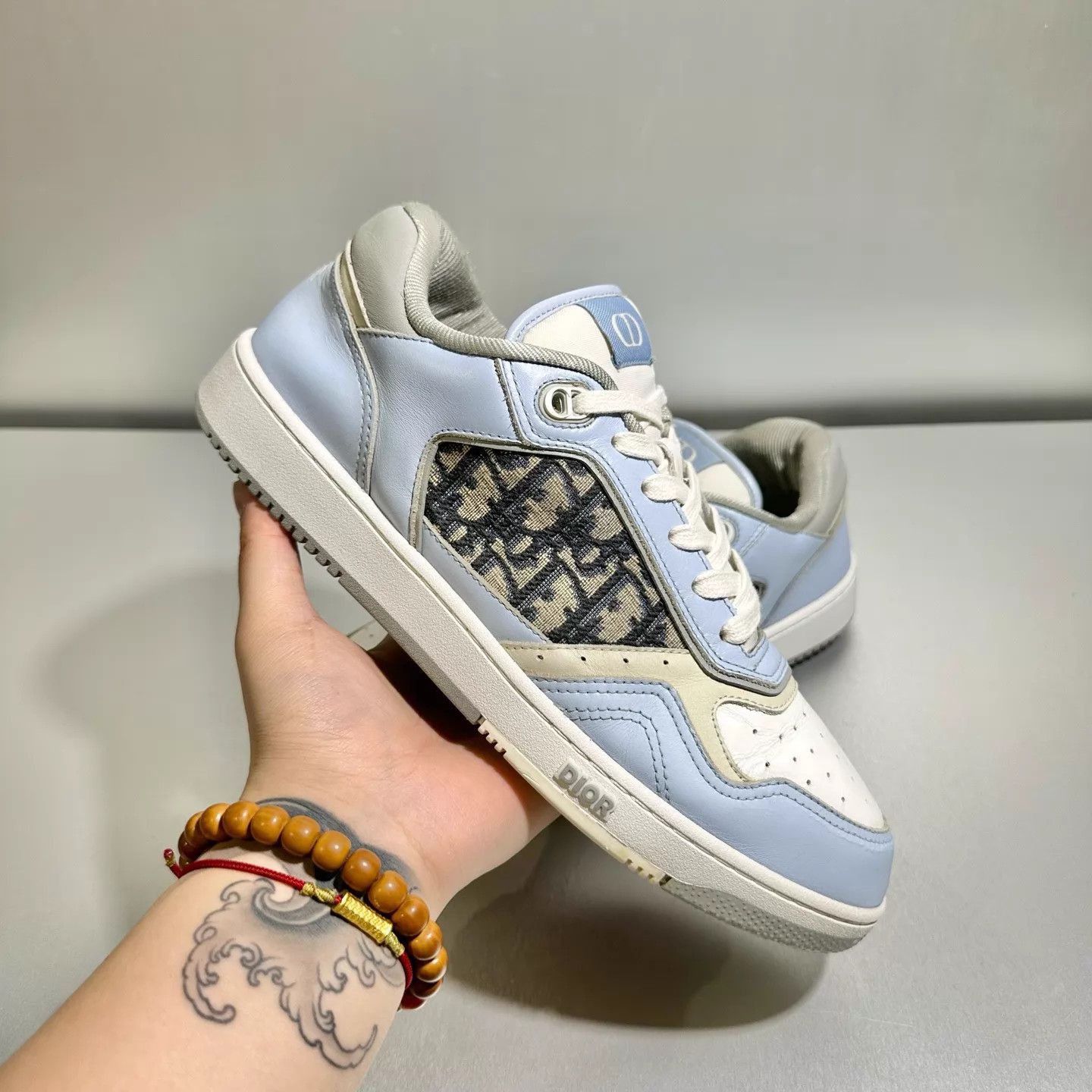 Dior Blue Low-Top Sneakers with Pattern Accents Size US 10 / EU 43 - 8 Thumbnail