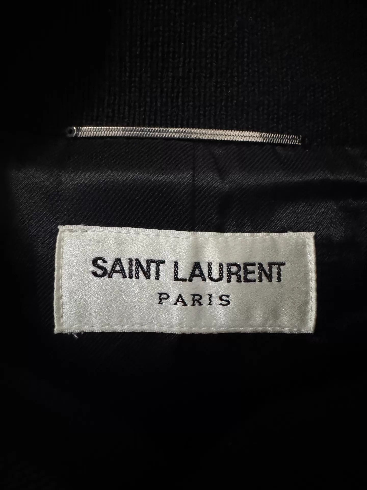 Saint Laurent Paris Black Varsity Bomber Jacket with Leather Sleeves Size US M / EU 48-50 / 2 - 6 Thumbnail