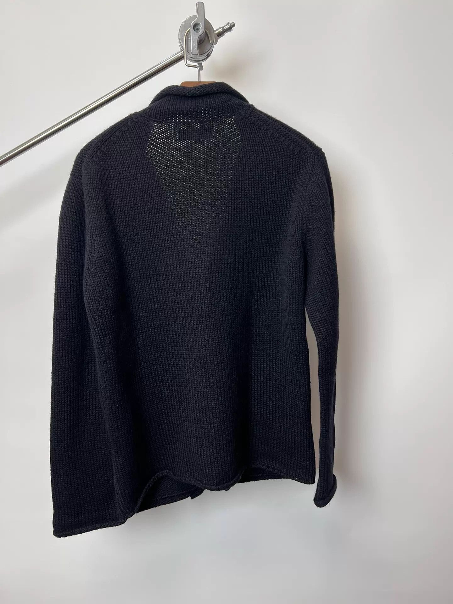 Yohji Yamamoto Black Knit Button-Front Jacket with Pockets Size US M / EU 48-50 / 2 - 5 Thumbnail