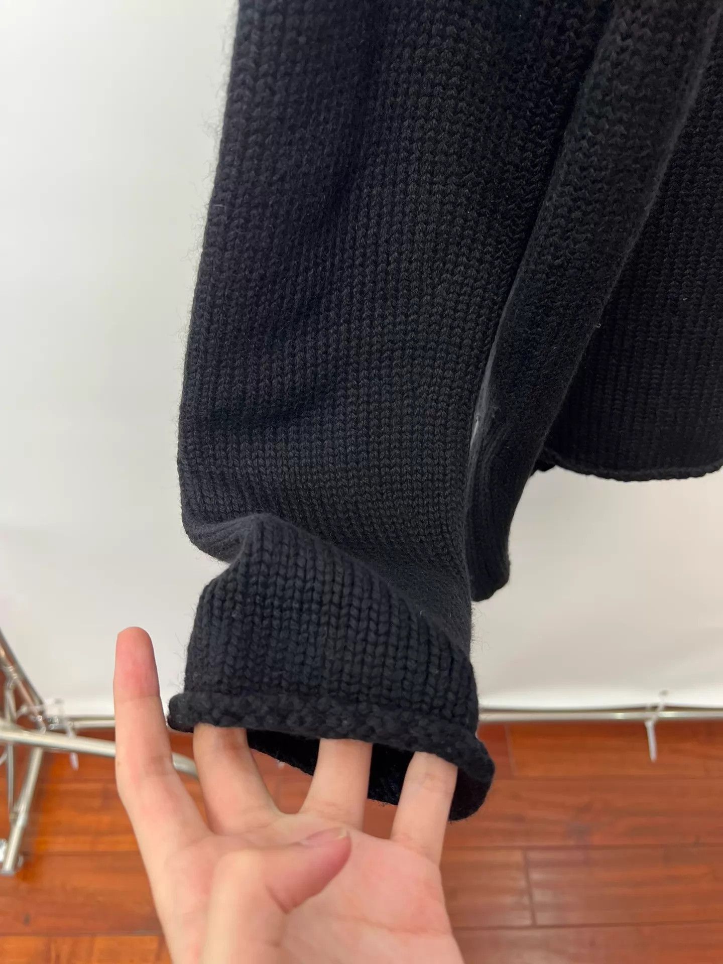 Yohji Yamamoto Black Knit Button-Front Jacket with Pockets Size US M / EU 48-50 / 2 - 7 Thumbnail
