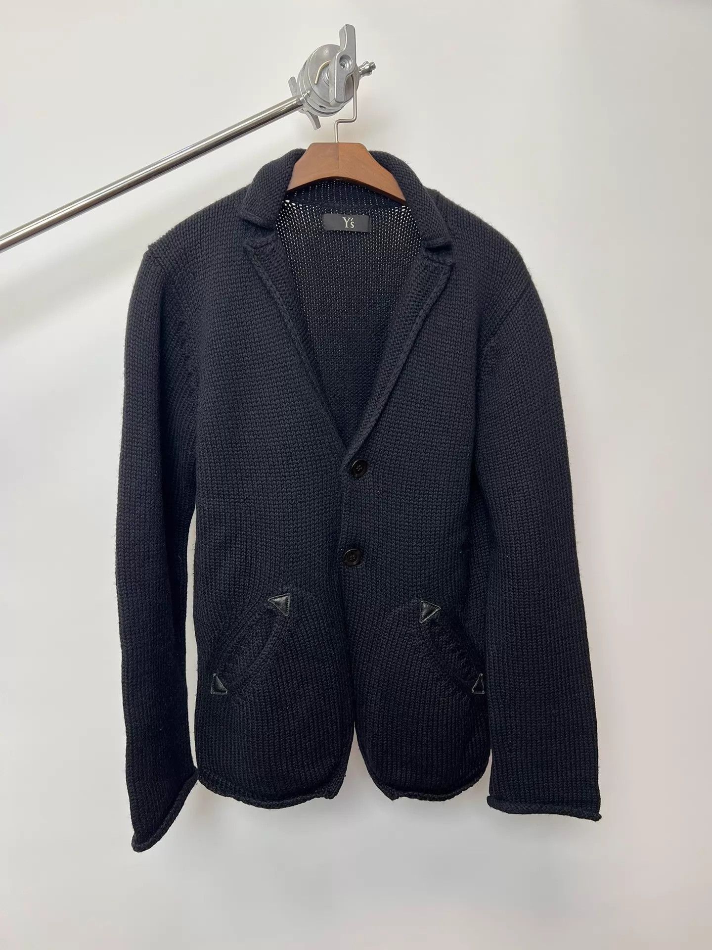 Yohji Yamamoto Black Knit Button-Front Jacket with Pockets Size US M / EU 48-50 / 2 - 2 Thumbnail