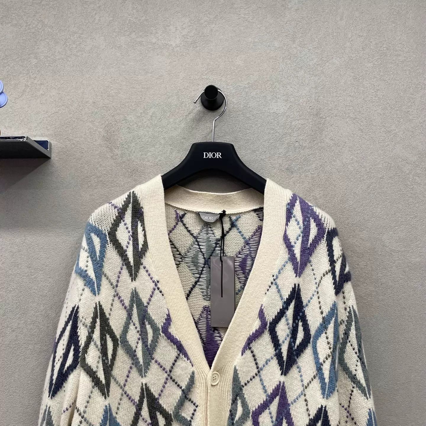 Dior Multi Diamond Pattern V-Neck Cardigan Size M Size US M / EU 48-50 / 2 - 4 Thumbnail