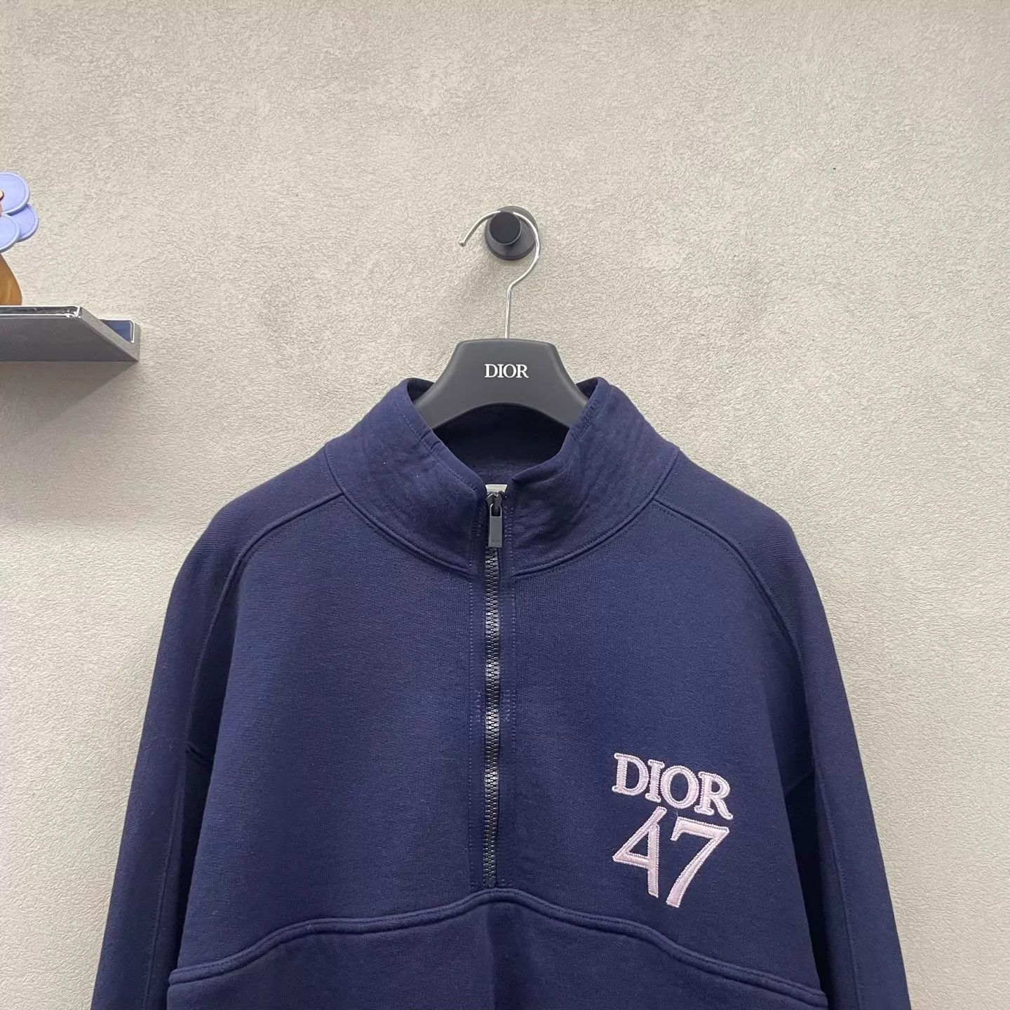 Dior Blue Half-Zip Sweatshirt with Embroidered Design Size US L / EU 52-54 / 3 - 3 Thumbnail