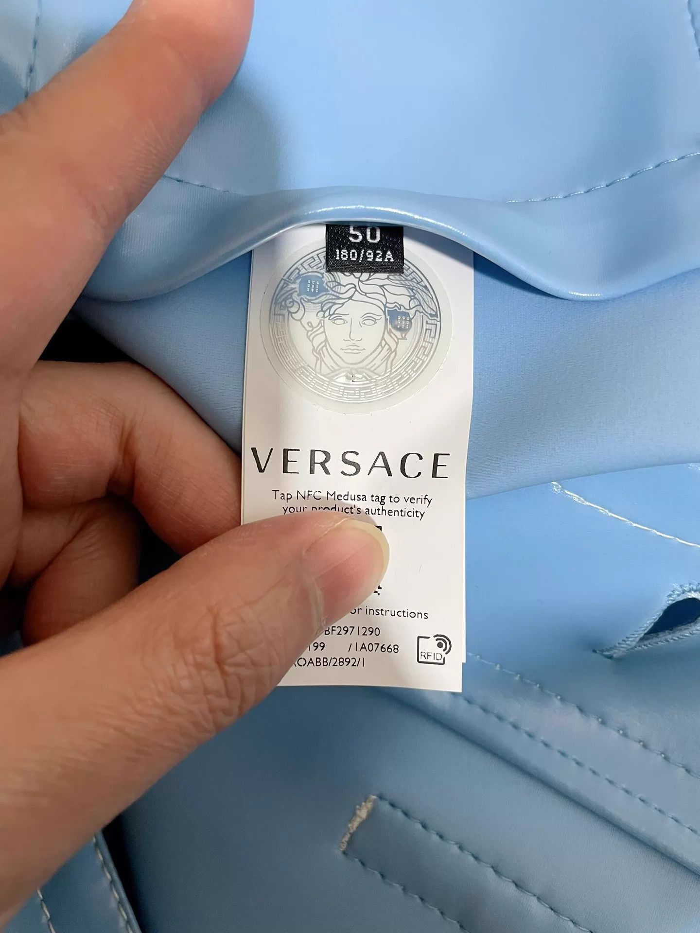Versace Blue Button-Up Light Jacket Size L Size US L / EU 52-54 / 3 - 7 Thumbnail