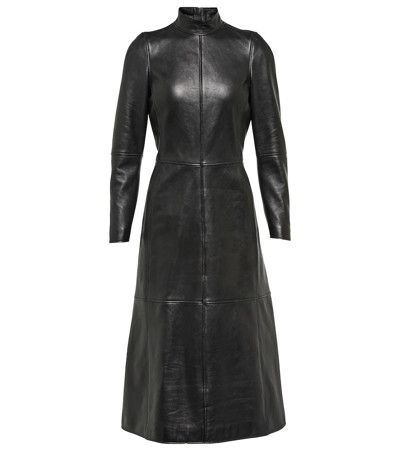 Balenciaga Long Sleeve Lambskin Leather Midi Dress In Black Size XS / US 0-2 / IT 36-38 - 2 Thumbnail