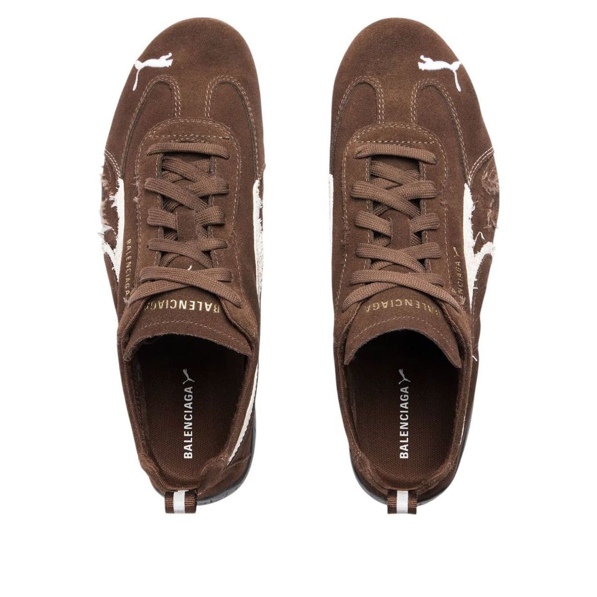 Balenciaga Balenciaga x Puma Speedcat Suede 'Distressed Brown White Size US 12 / EU 45 - 4 Thumbnail